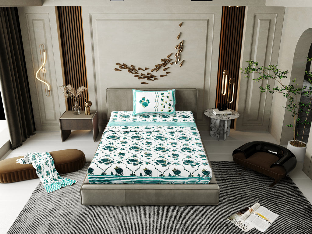 100% COTTON TRADITIONAL  PRINTED SINGLE BEDSHEET ( SIZE 60 X 90 )