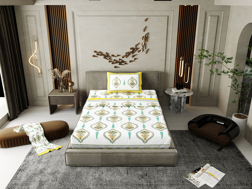 100% COTTON TRADITIONAL  PRINTED SINGLE BEDSHEET ( SIZE 60 X 90 )