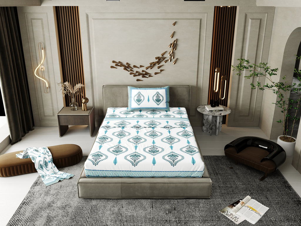 100% COTTON TRADITIONAL  PRINTED SINGLE BEDSHEET ( SIZE 60 X 90 )