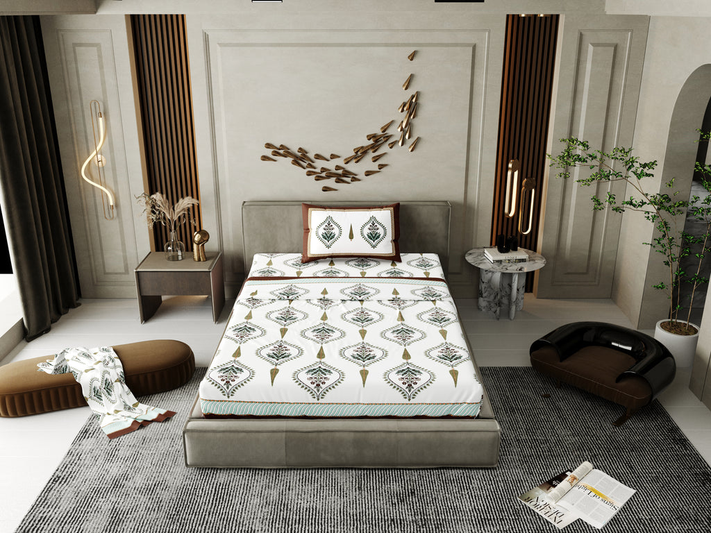 100% COTTON TRADITIONAL  PRINTED SINGLE BEDSHEET ( SIZE 60 X 90 )