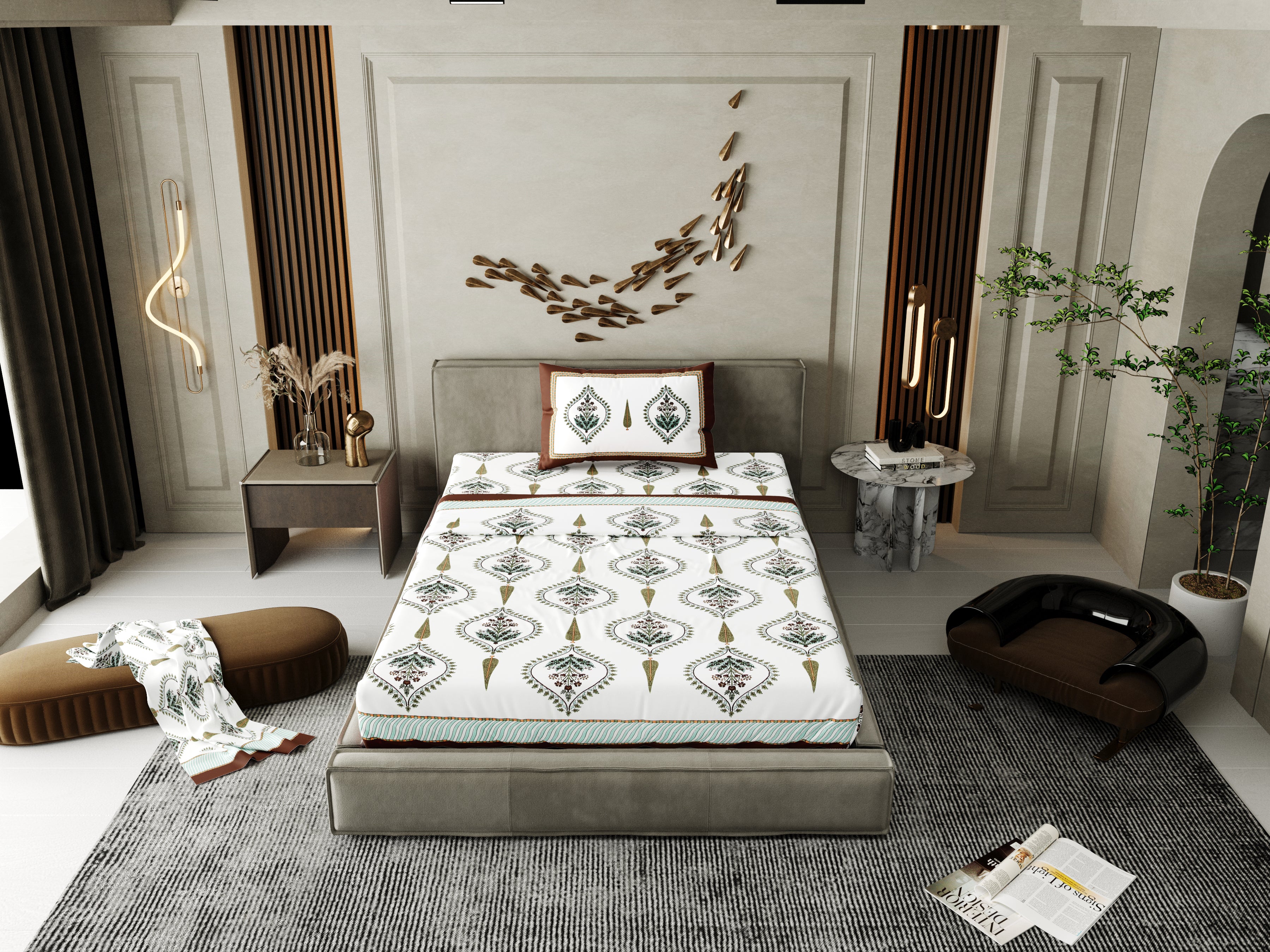 100% COTTON TRADITIONAL  PRINTED SINGLE BEDSHEET ( SIZE 60 X 90 )