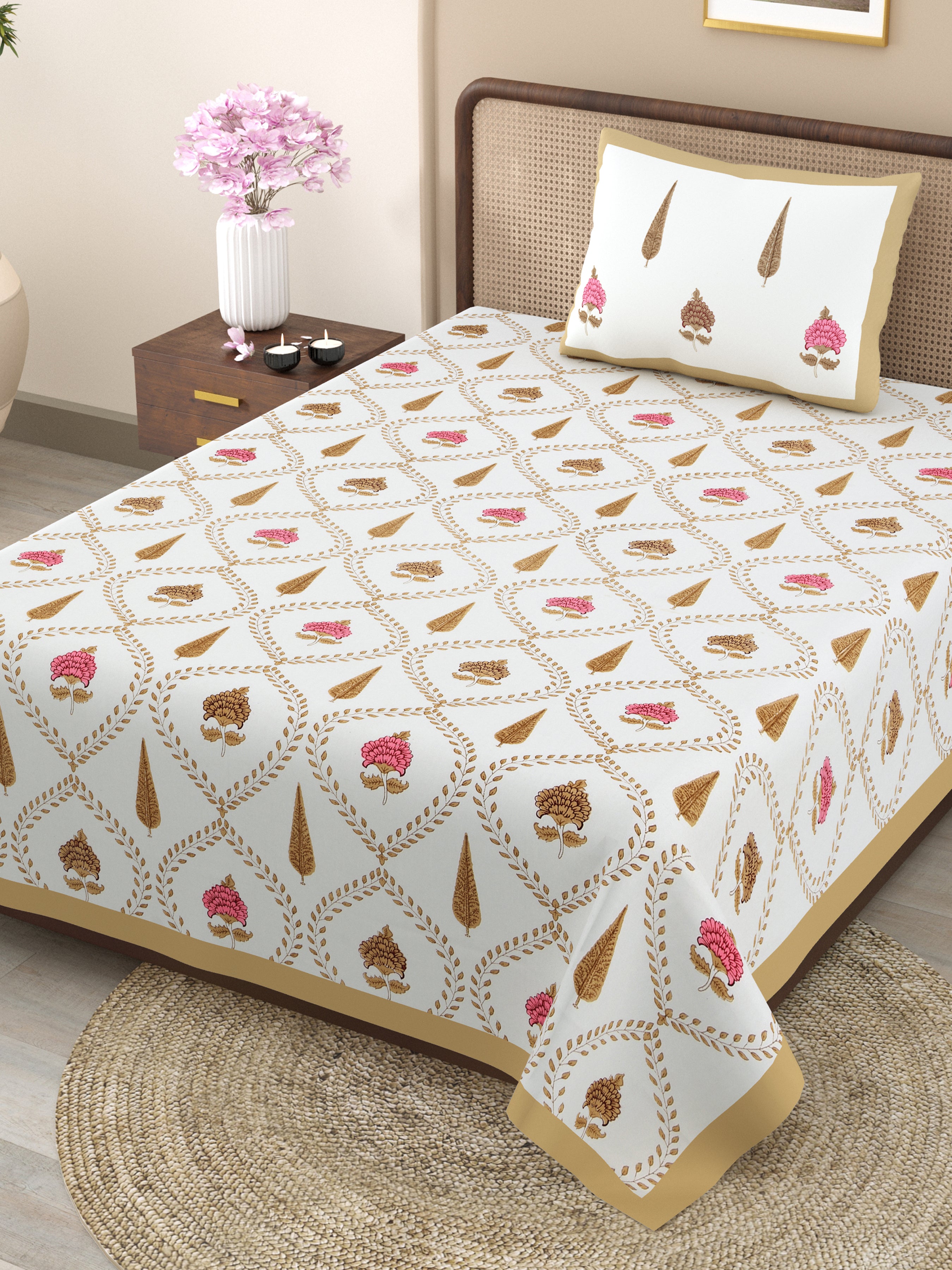 100% COTTON TRADITIONAL  PRINTED SINGLE BEDSHEET ( SIZE 60 X 90 )