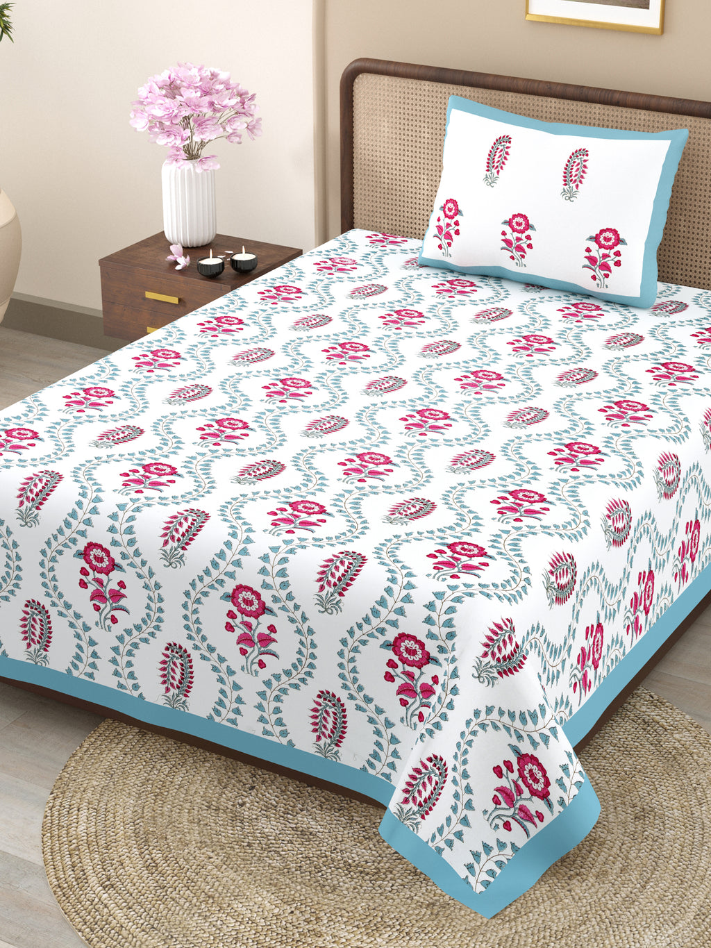 100% COTTON TRADITIONAL  PRINTED SINGLE BEDSHEET ( SIZE 60 X 90 )