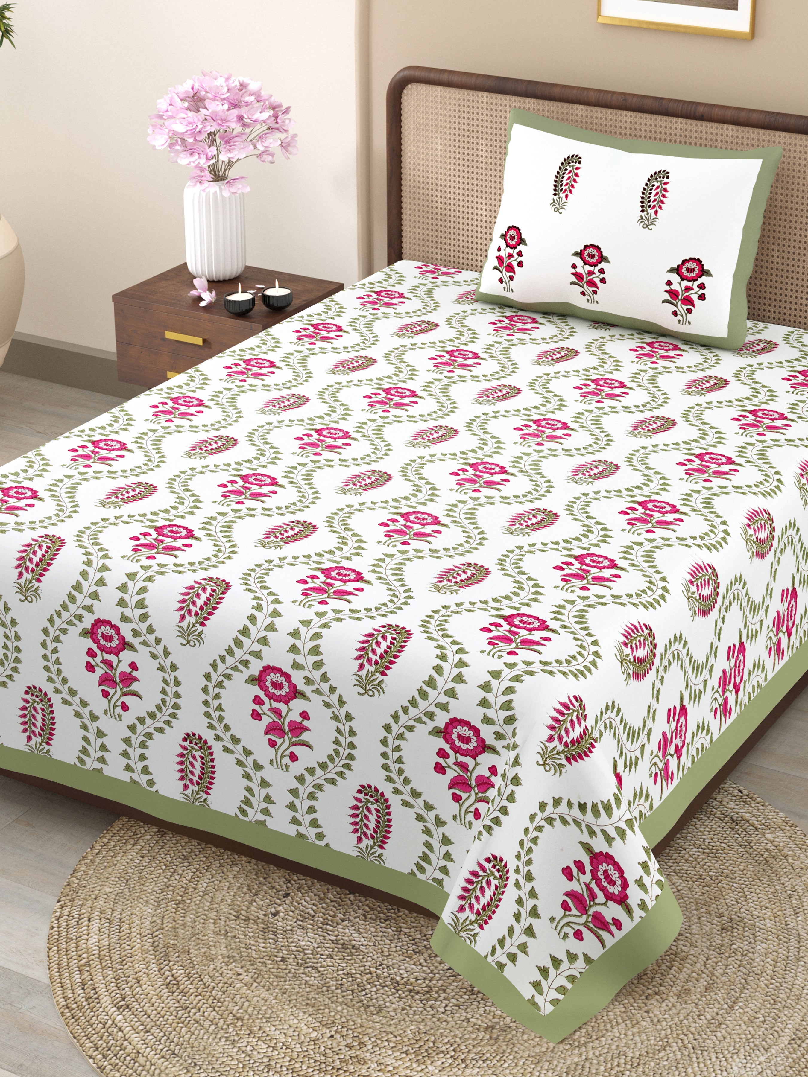 100% COTTON TRADITIONAL  PRINTED SINGLE BEDSHEET ( SIZE 60 X 90 )