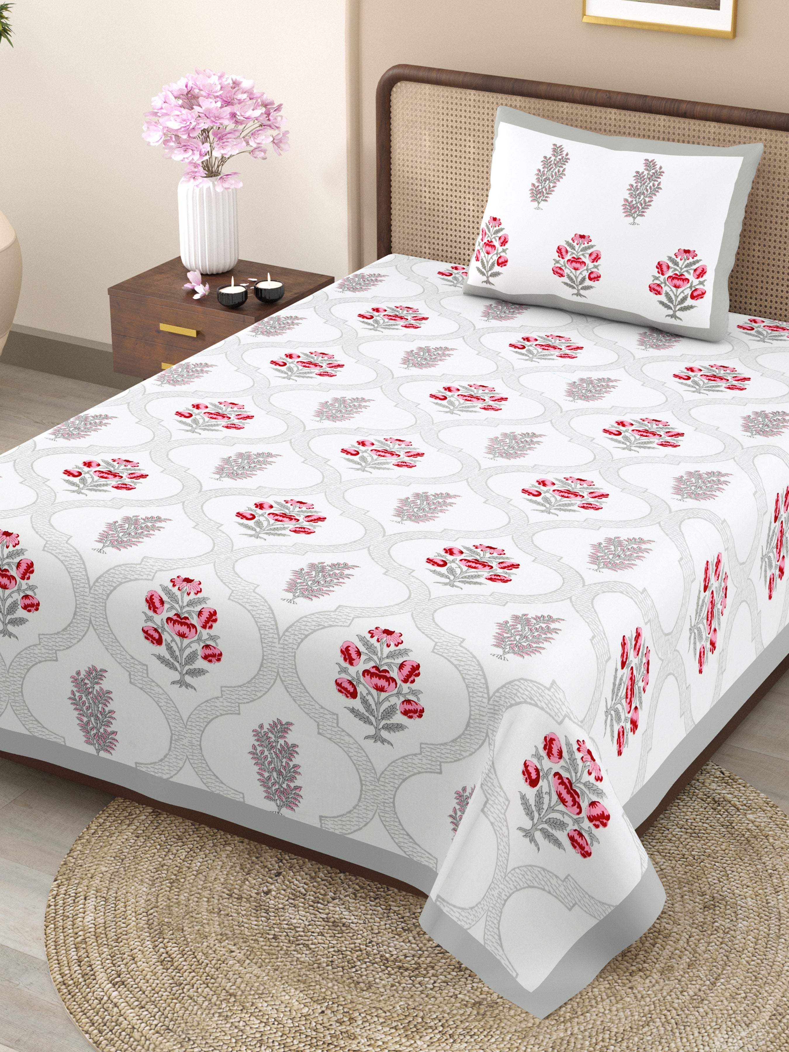 100% COTTON TRADITIONAL  PRINTED SINGLE BEDSHEET ( SIZE 60 X 90 )