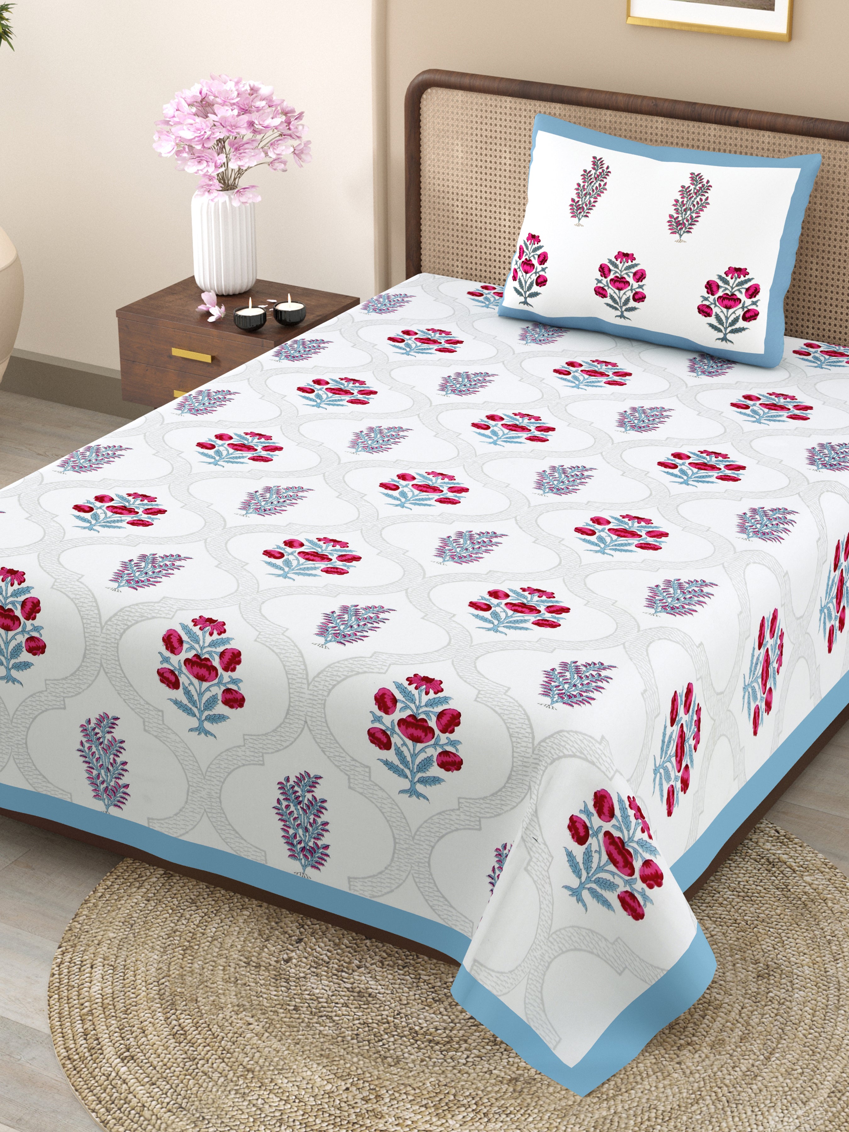 100% COTTON TRADITIONAL  PRINTED SINGLE BEDSHEET ( SIZE 60 X 90 )