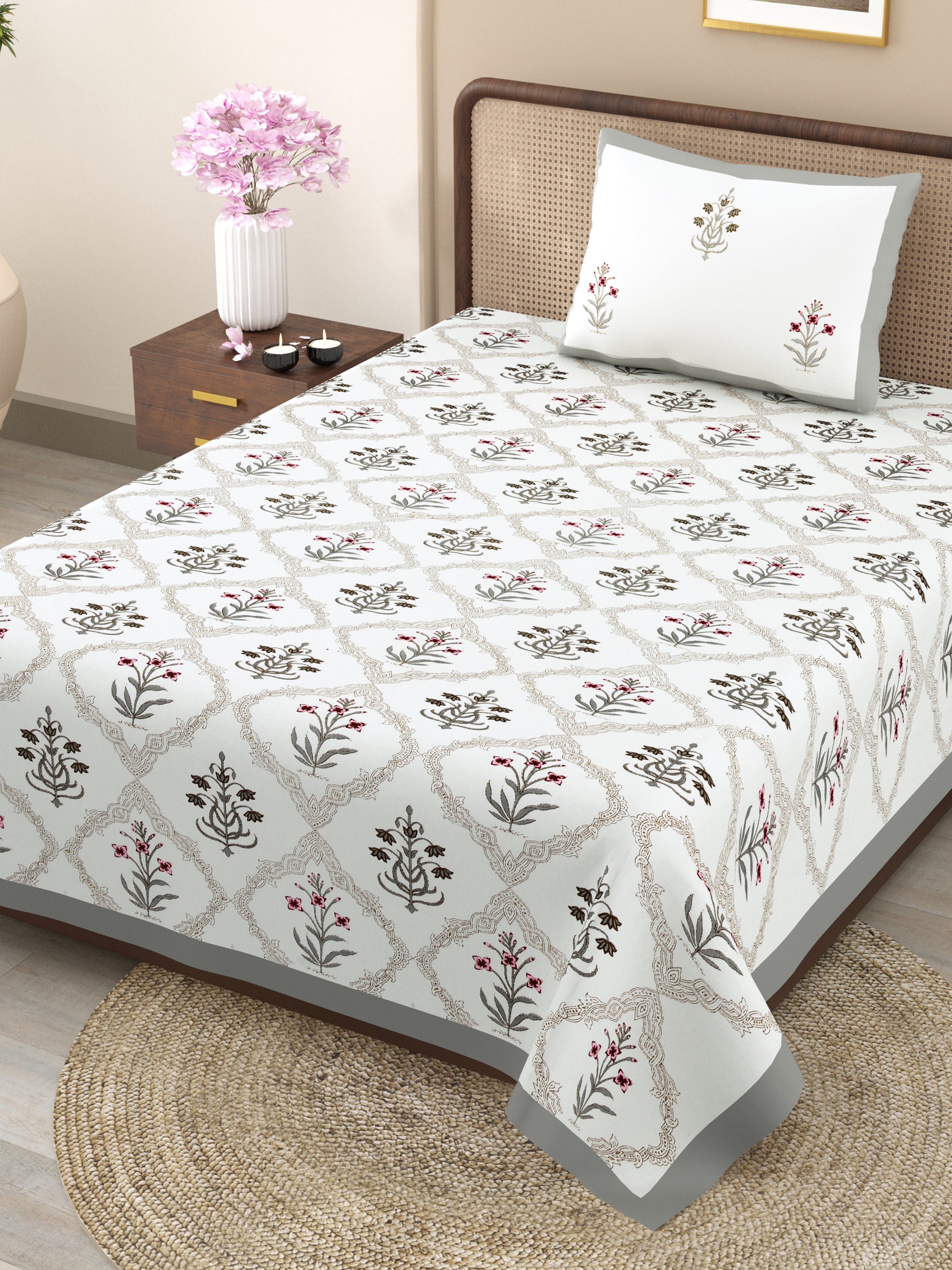 100% COTTON TRADITIONAL  PRINTED SINGLE BEDSHEET ( SIZE 60 X 90 )