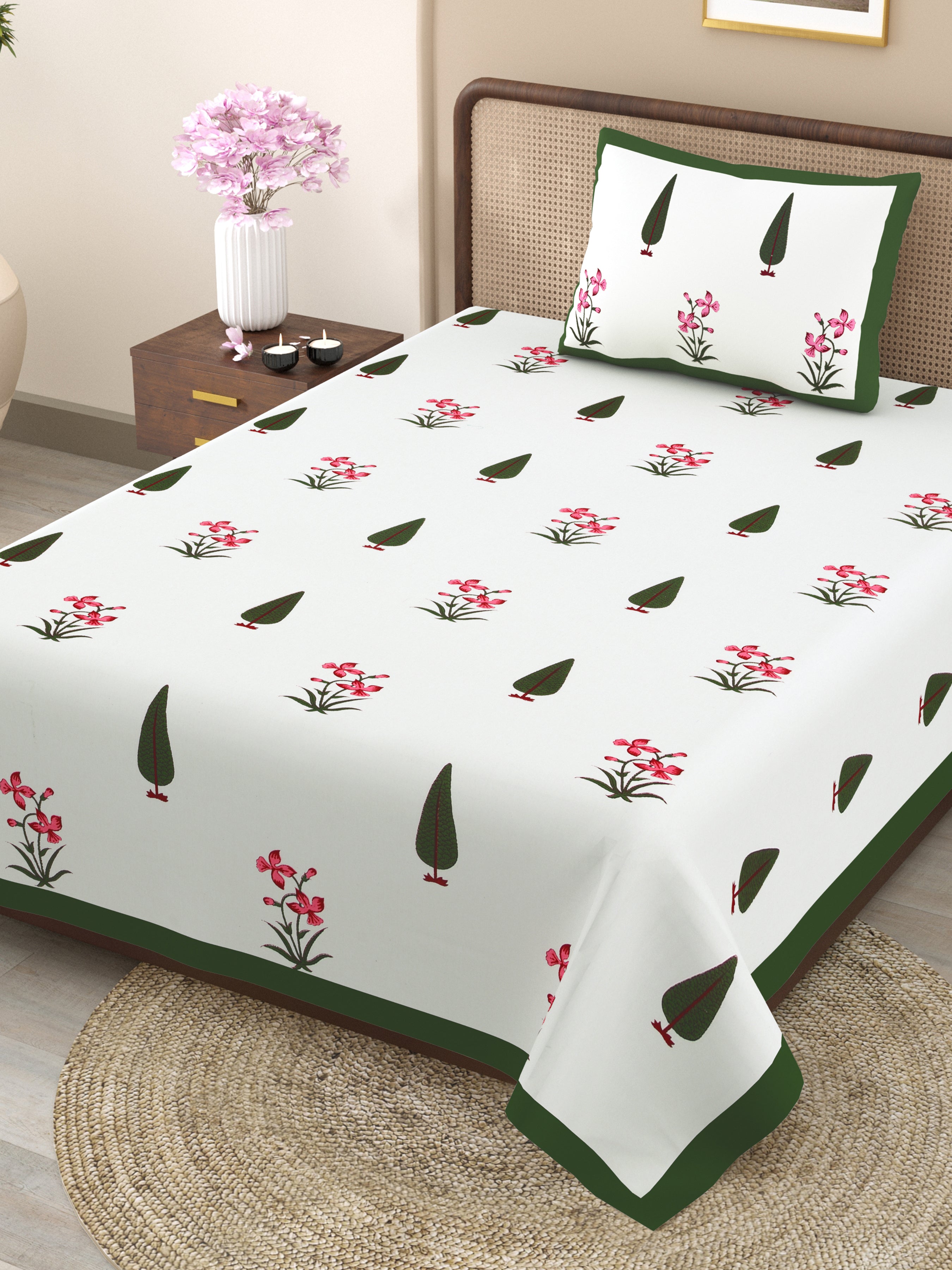 100% COTTON TRADITIONAL  PRINTED SINGLE BEDSHEET ( SIZE 60 X 90 )