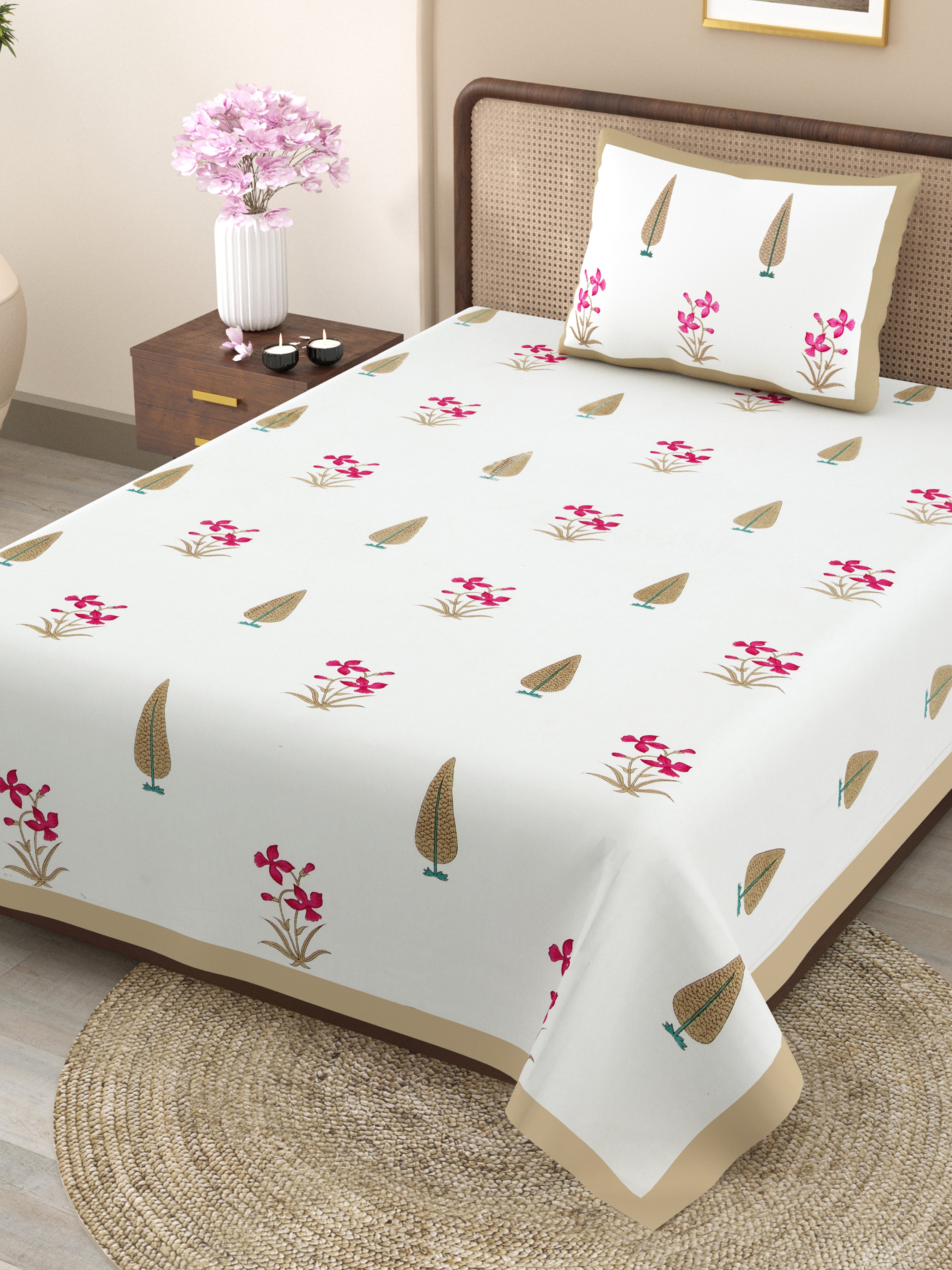 100% COTTON TRADITIONAL  PRINTED SINGLE BEDSHEET ( SIZE 60 X 90 )