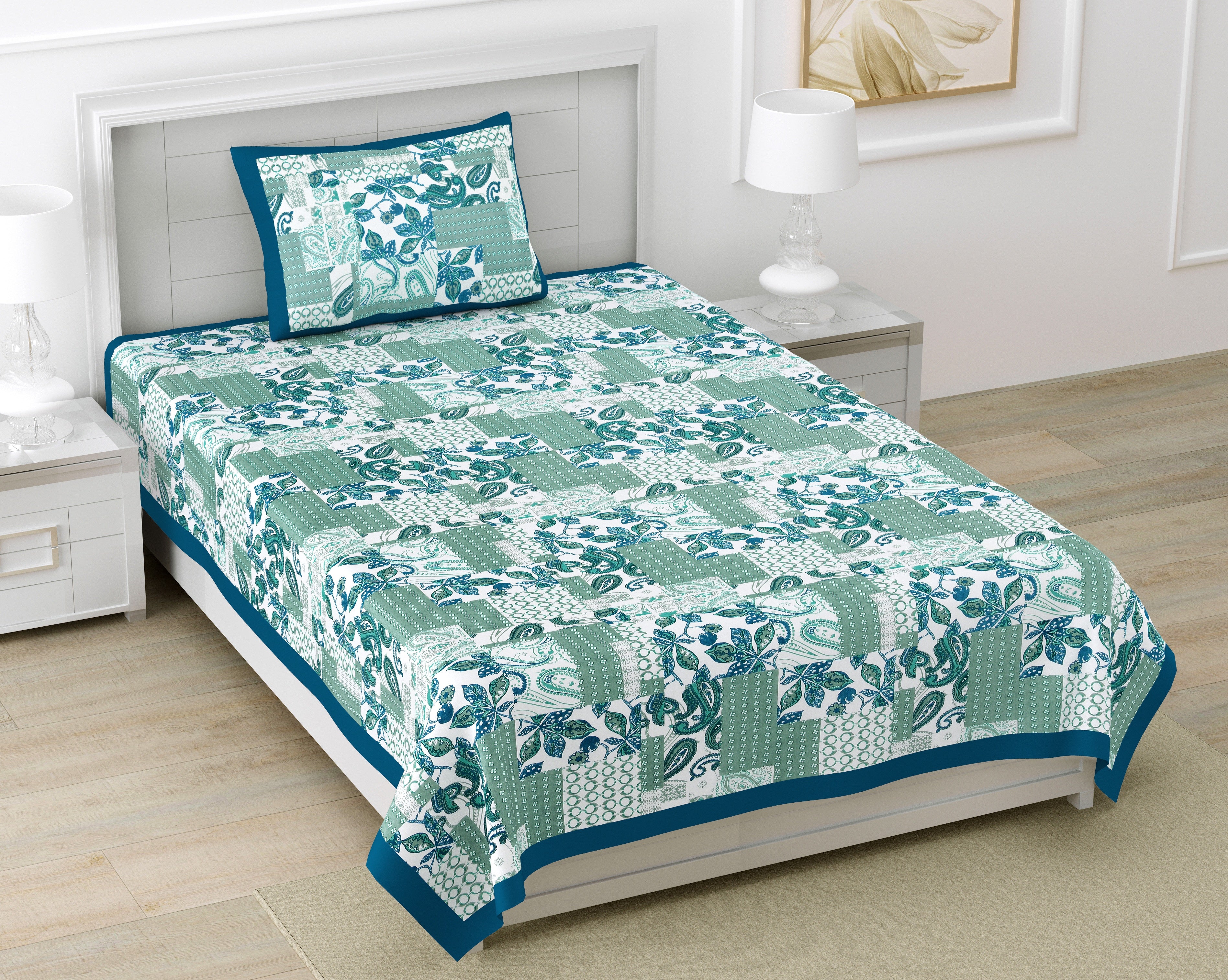 100% COTTON TRADITIONAL  PRINTED SINGLE BEDSHEET ( SIZE 60 X 90 )