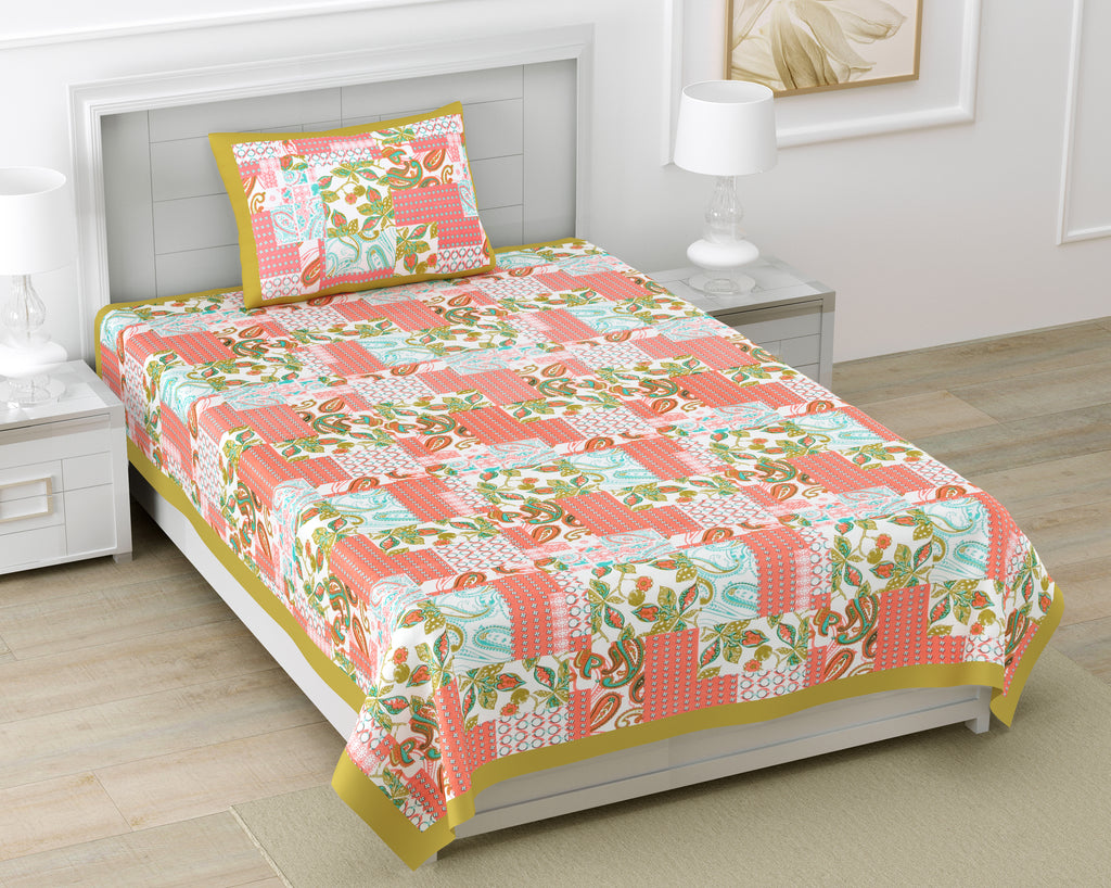 100% COTTON TRADITIONAL  PRINTED SINGLE BEDSHEET ( SIZE 60 X 90 )