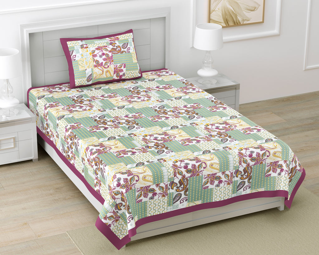 100% COTTON TRADITIONAL  PRINTED SINGLE BEDSHEET ( SIZE 60 X 90 )