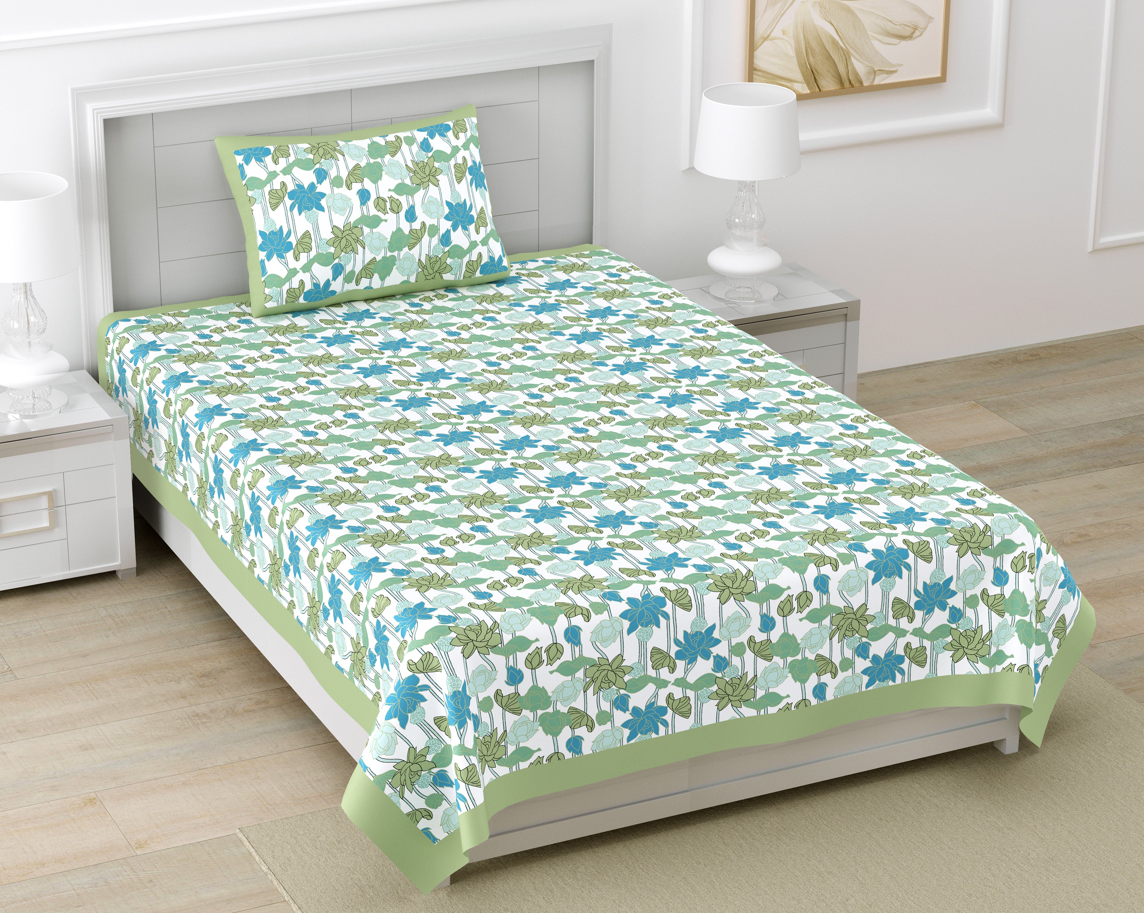 100% COTTON TRADITIONAL  PRINTED SINGLE BEDSHEET ( SIZE 60 X 90 )