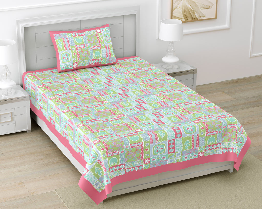 100% COTTON TRADITIONAL  PRINTED SINGLE BEDSHEET ( SIZE 60 X 90 )