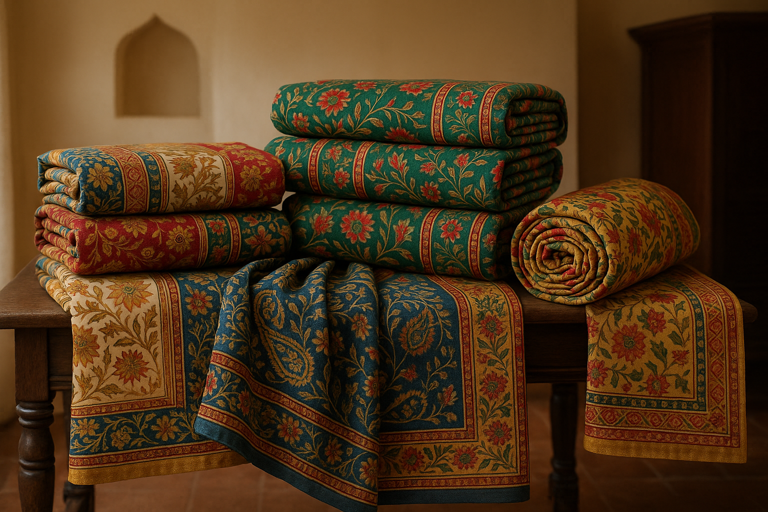 Generate an image for about us page. It is an bedsheet brand so generate image according to that like use jaipuri print.