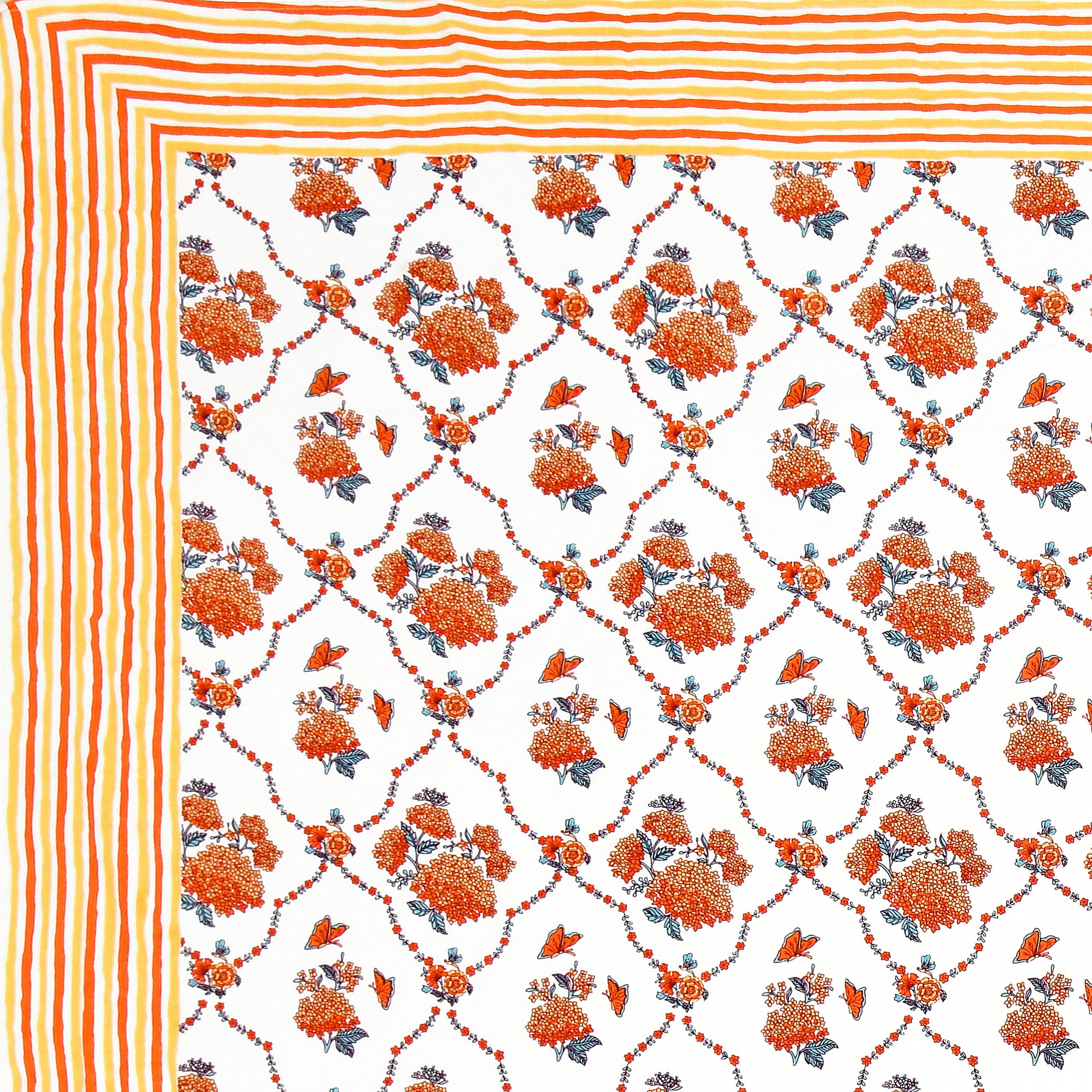 100% Cotton Traditional Floral Printed Bedsheet Multicolor ( Size 100 X 108 )