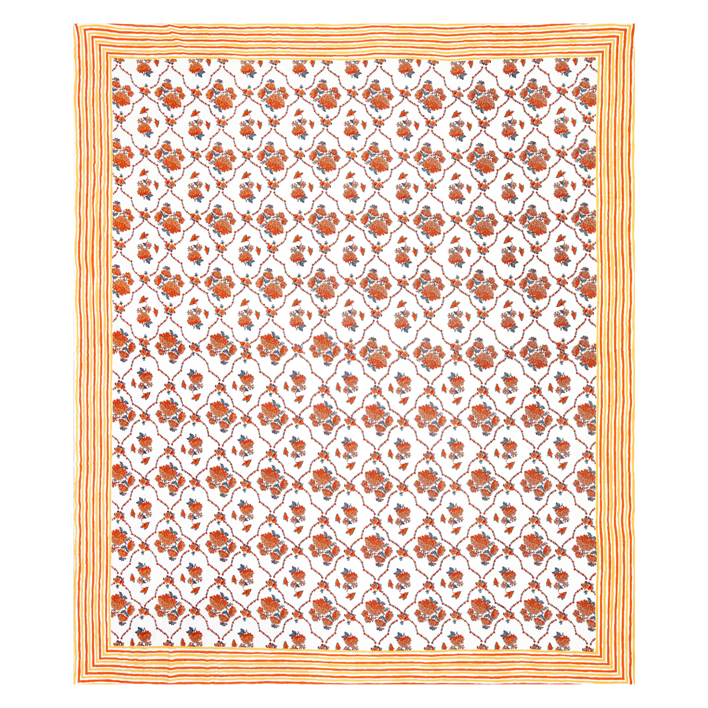 100% Cotton Traditional Floral Printed Bedsheet Multicolor ( Size 100 X 108 )