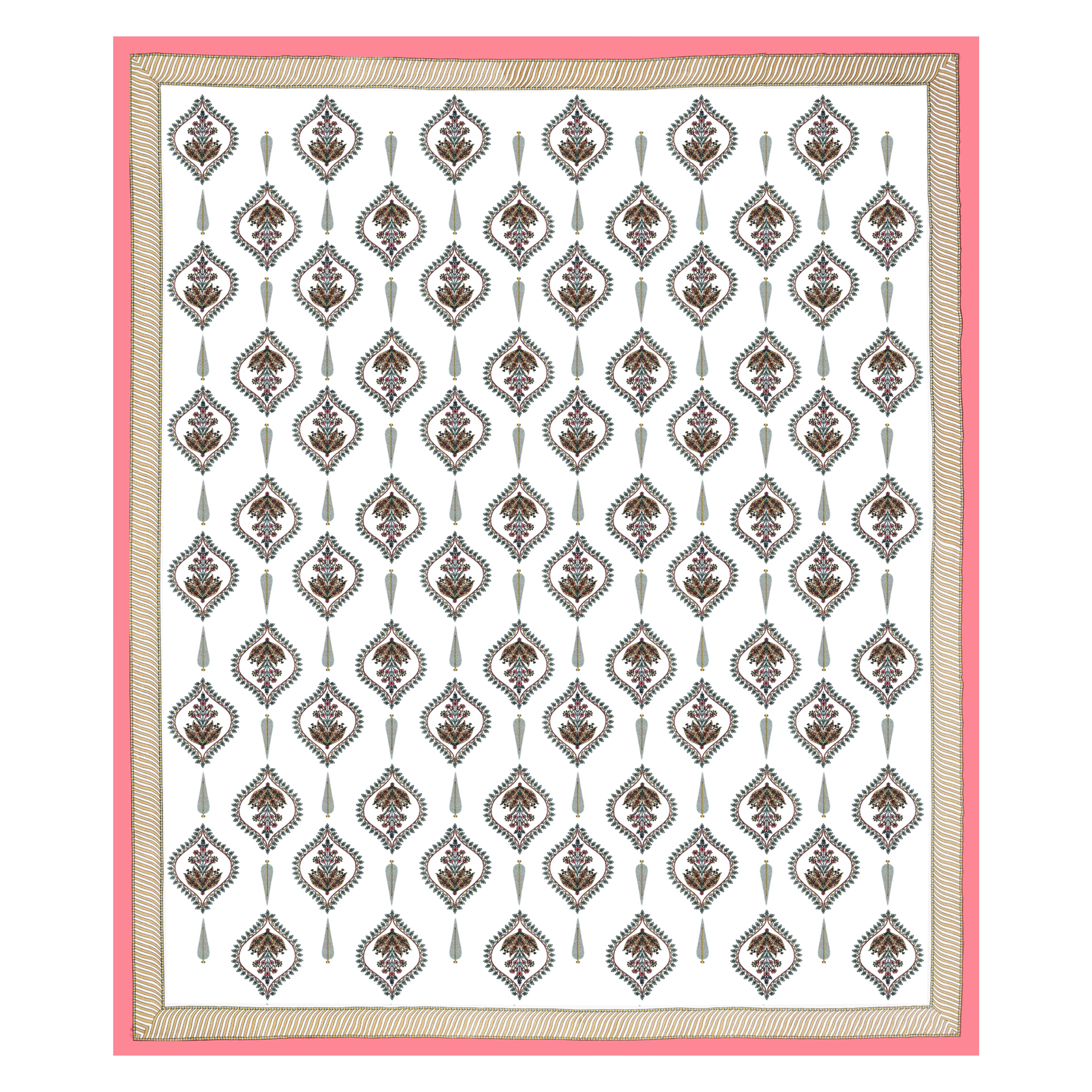 100% Cotton Traditional Floral Printed Bedsheet Multicolor ( Size 100 X 108 )