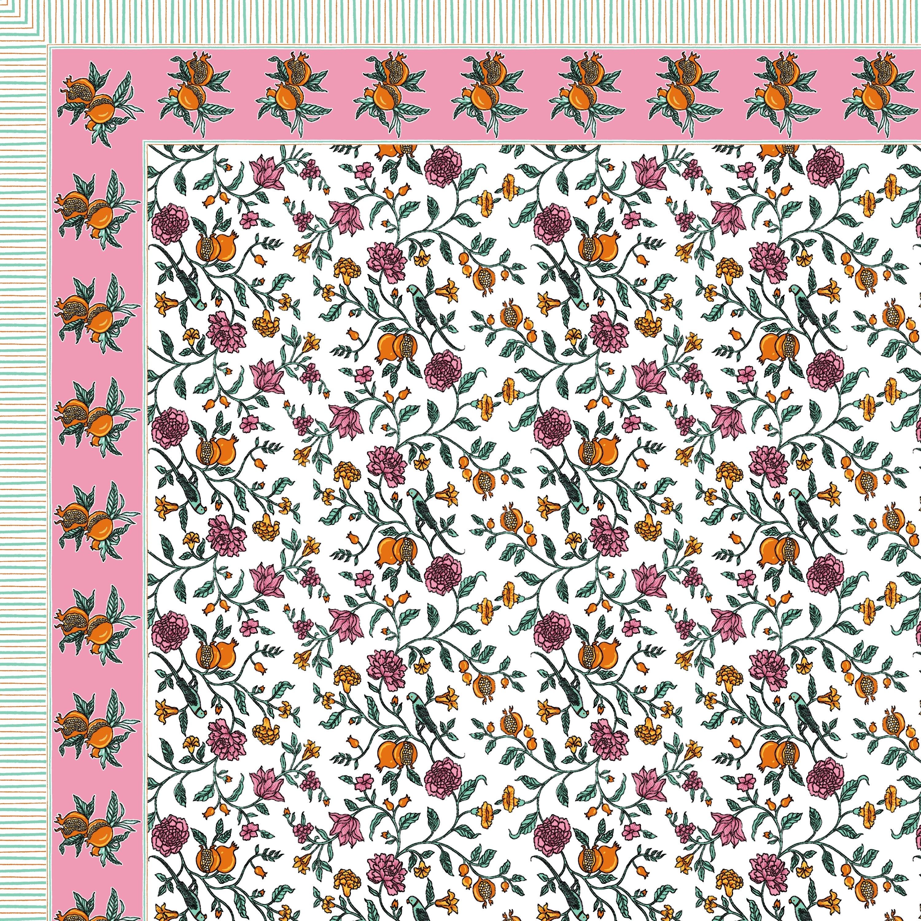 100% Cotton Traditional Floral Printed Bedsheet Multicolor ( Size 100 X 108 )