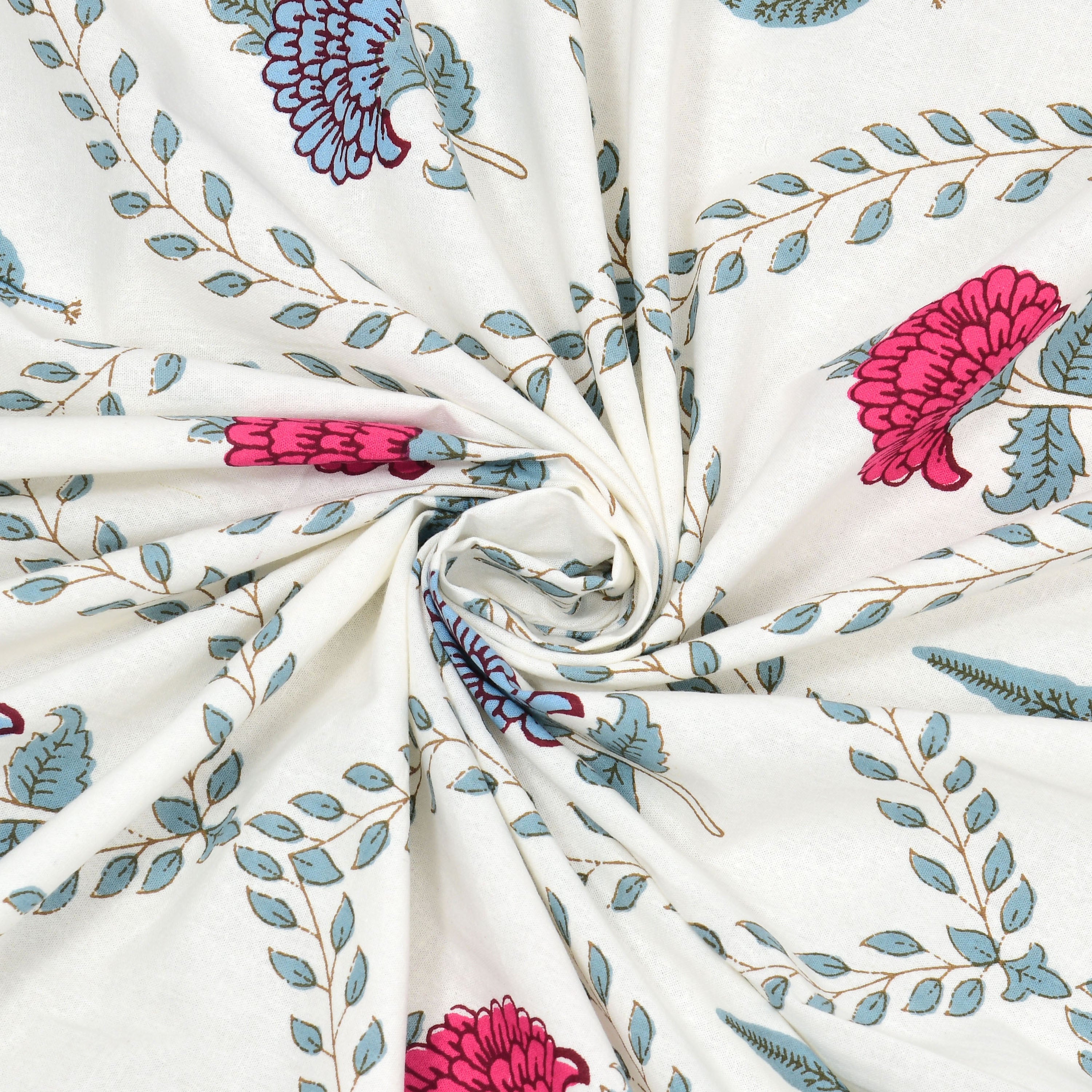 100% Cotton Traditional Floral Printed Bedsheet Multicolor ( Size 100 X 108 )