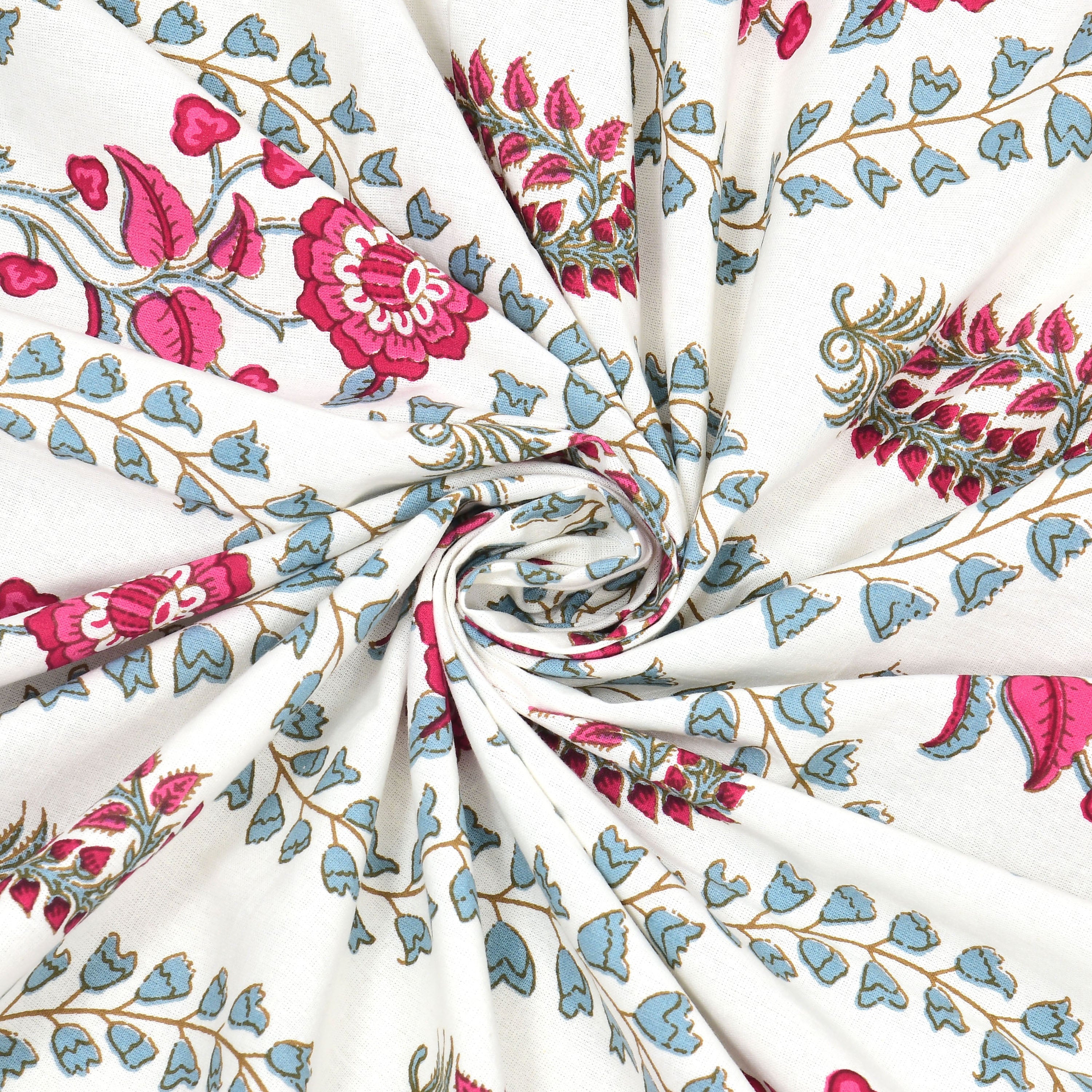 100% Cotton Traditional Floral Printed Bedsheet Multicolor ( Size 100 X 108 )