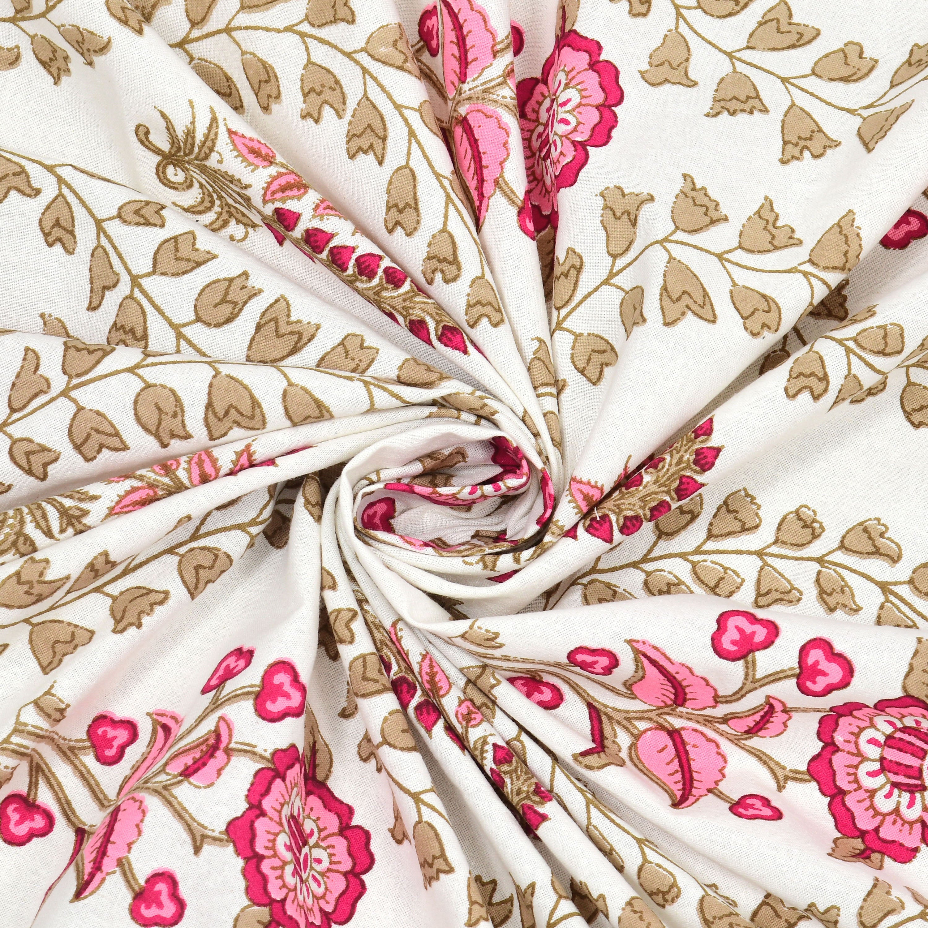 100% Cotton Traditional Floral Printed Bedsheet Multicolor ( Size 100 X 108 )