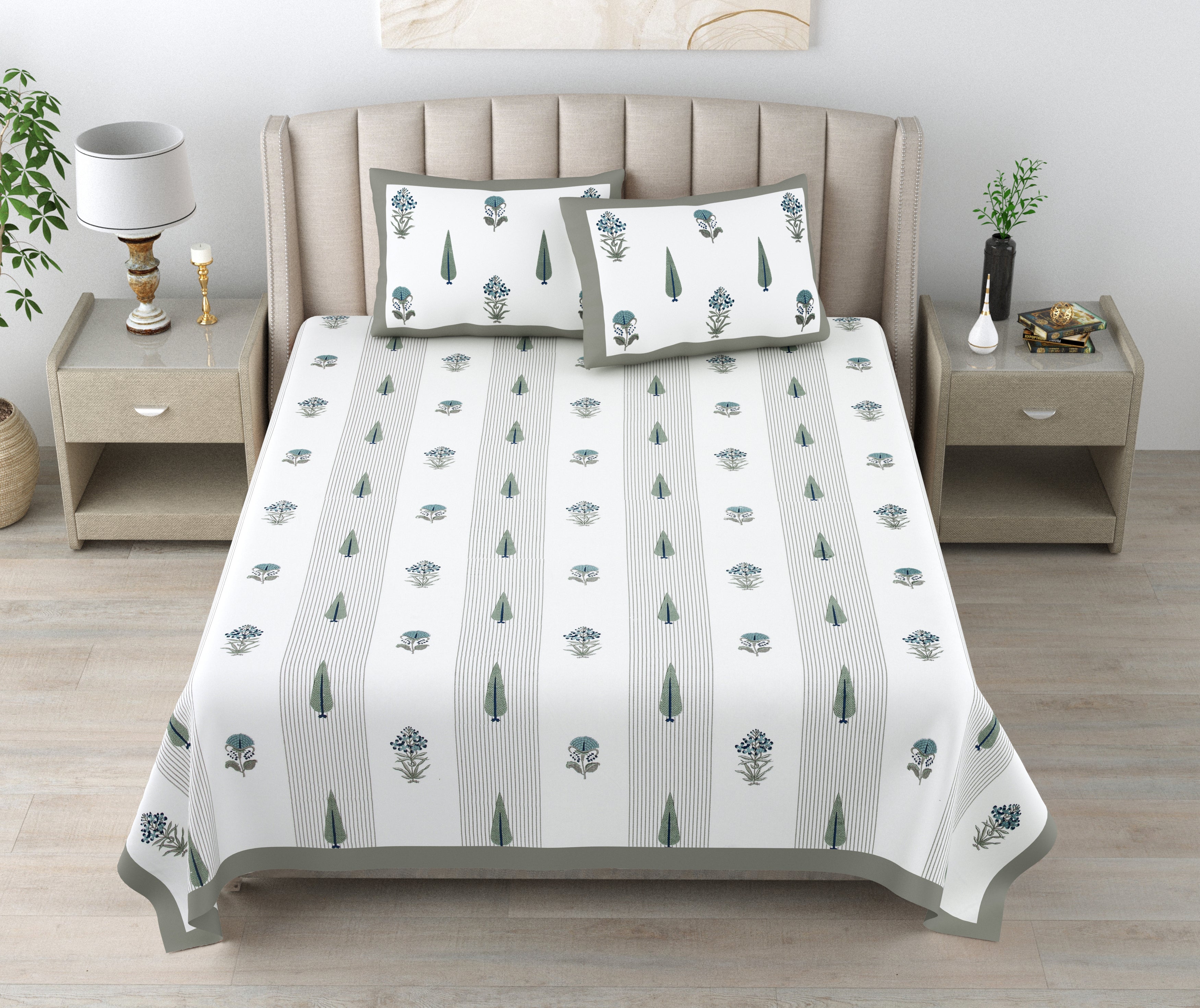 100% Cotton Traditional Floral Printed Bedsheet Multicolor ( Size 100 X 108 )