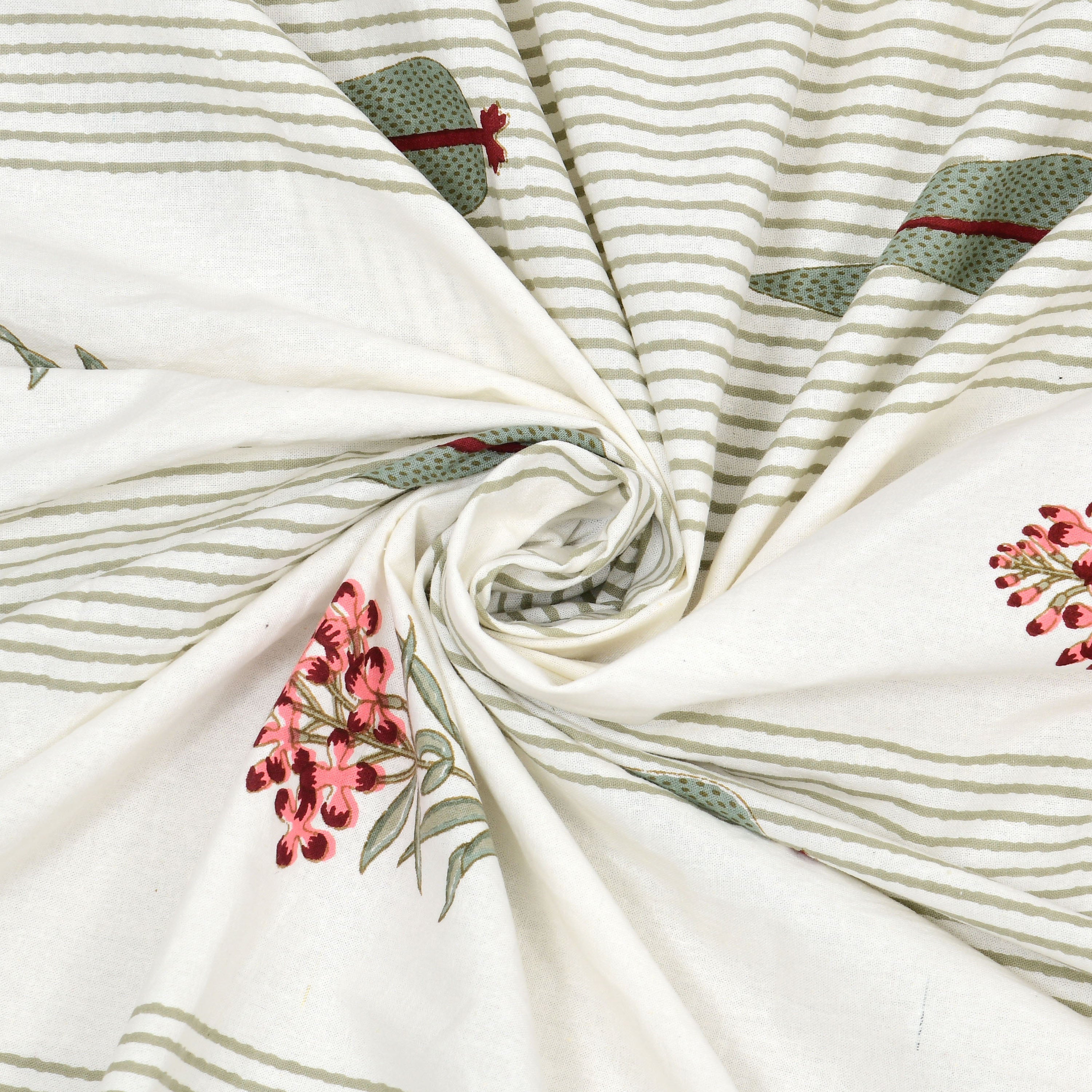 100% Cotton Traditional Floral Printed Bedsheet Multicolor ( Size 100 X 108 )