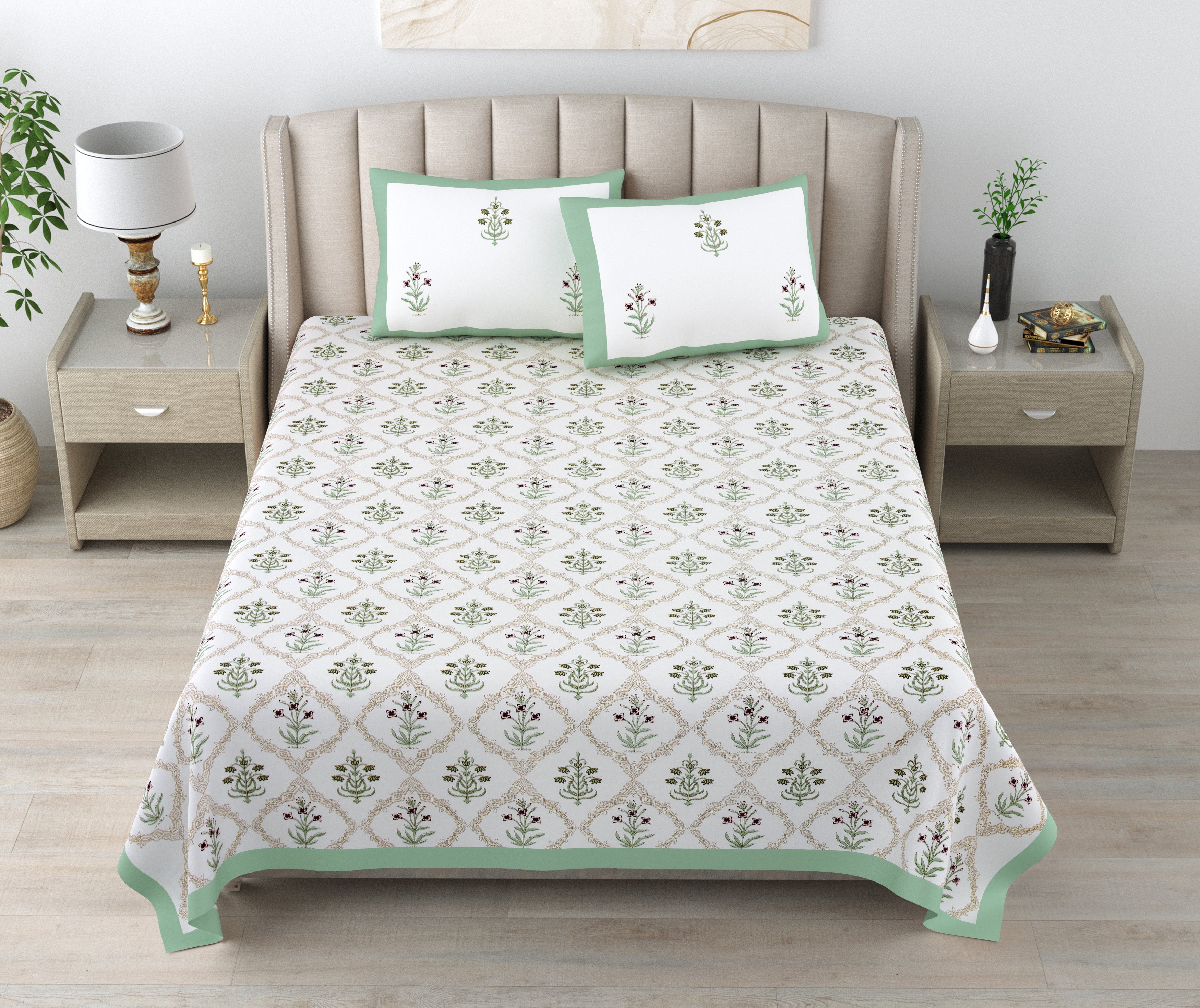 100% Cotton Traditional Floral Printed Bedsheet Multicolor ( Size 100 X 108 )