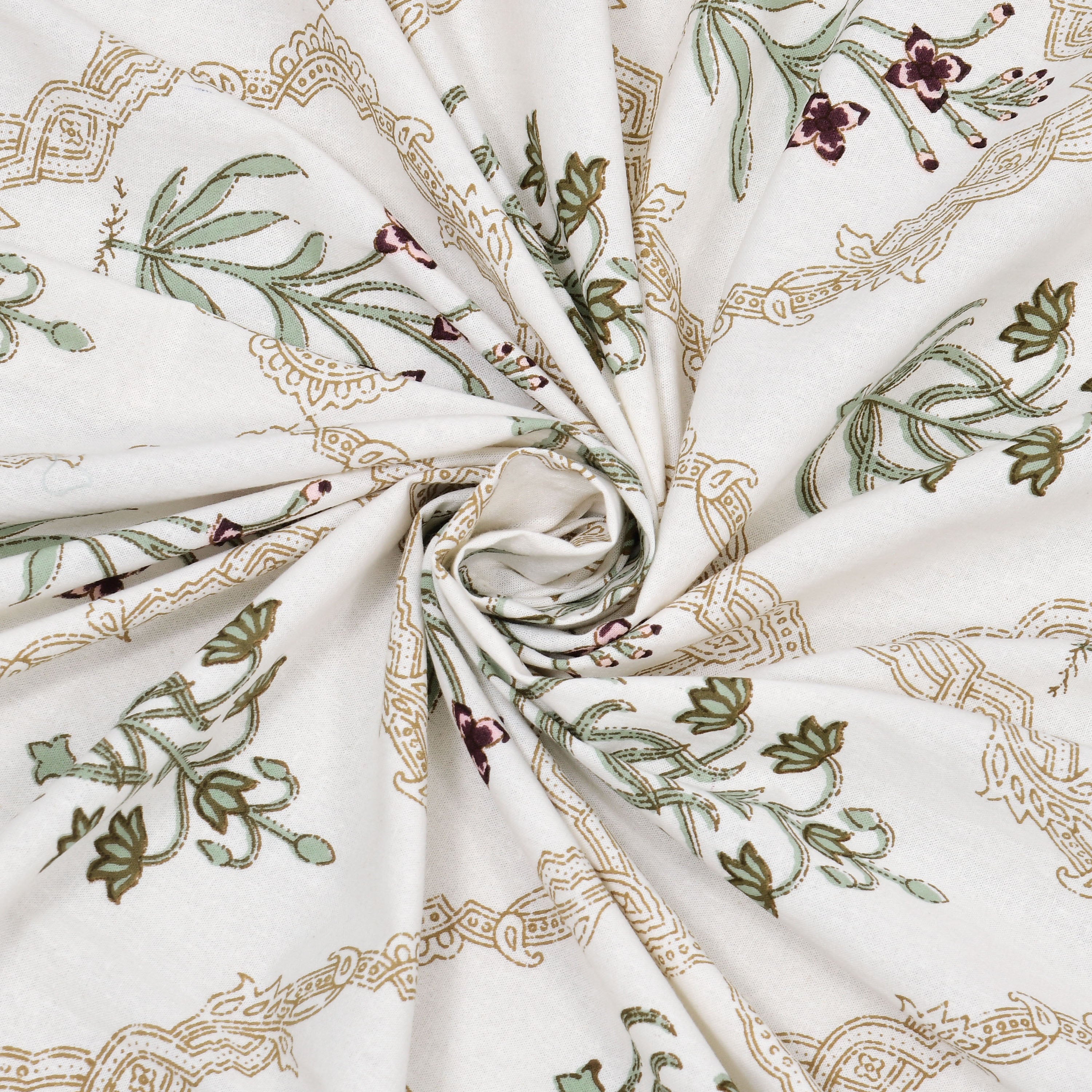 100% Cotton Traditional Floral Printed Bedsheet Multicolor ( Size 100 X 108 )