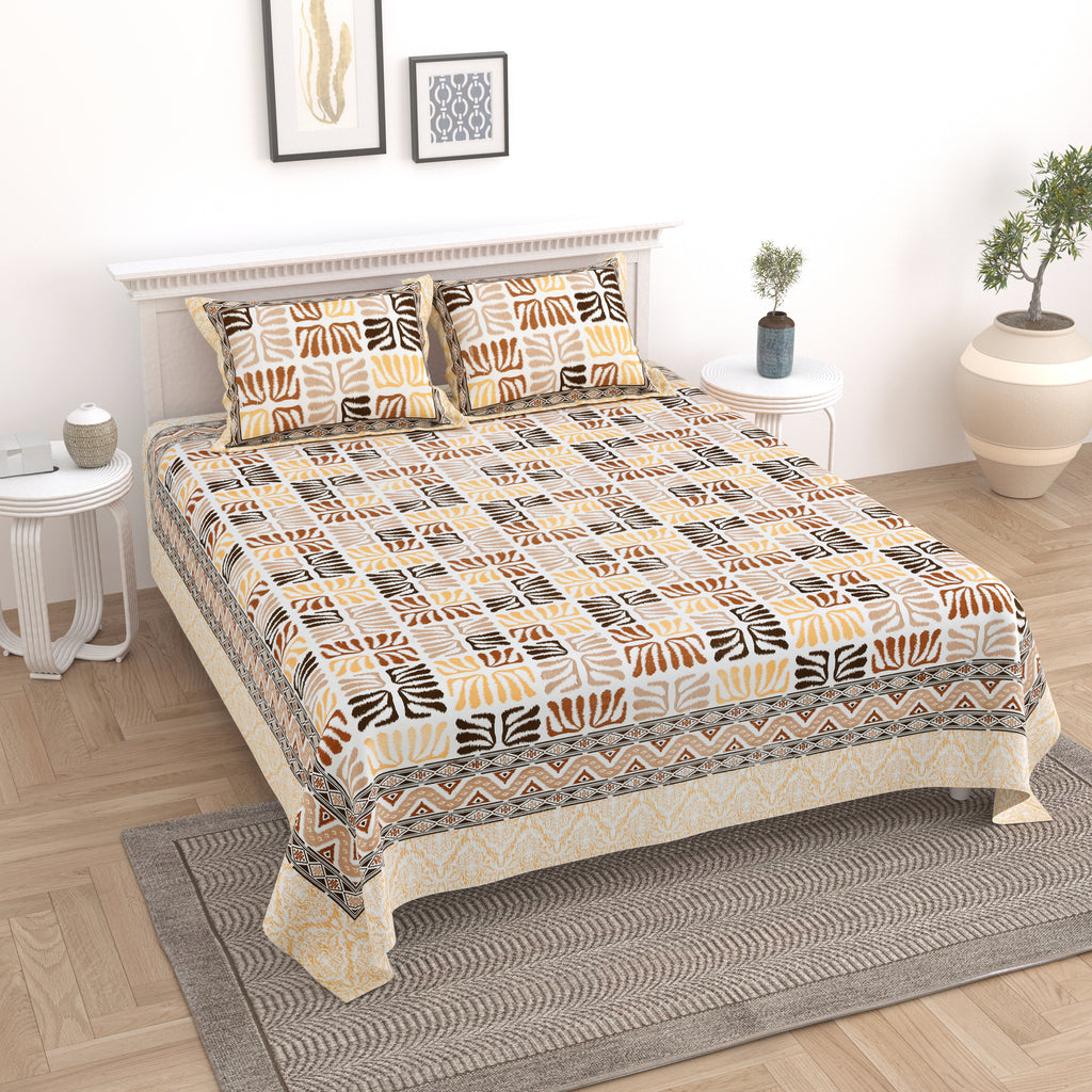 100% Cotton Traditional Floral Printed Bedsheet Multicolor ( Size 100 X 108 )