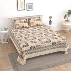 100% Cotton Traditional Floral Printed Bedsheet Multicolor ( Size 100 X 108 )