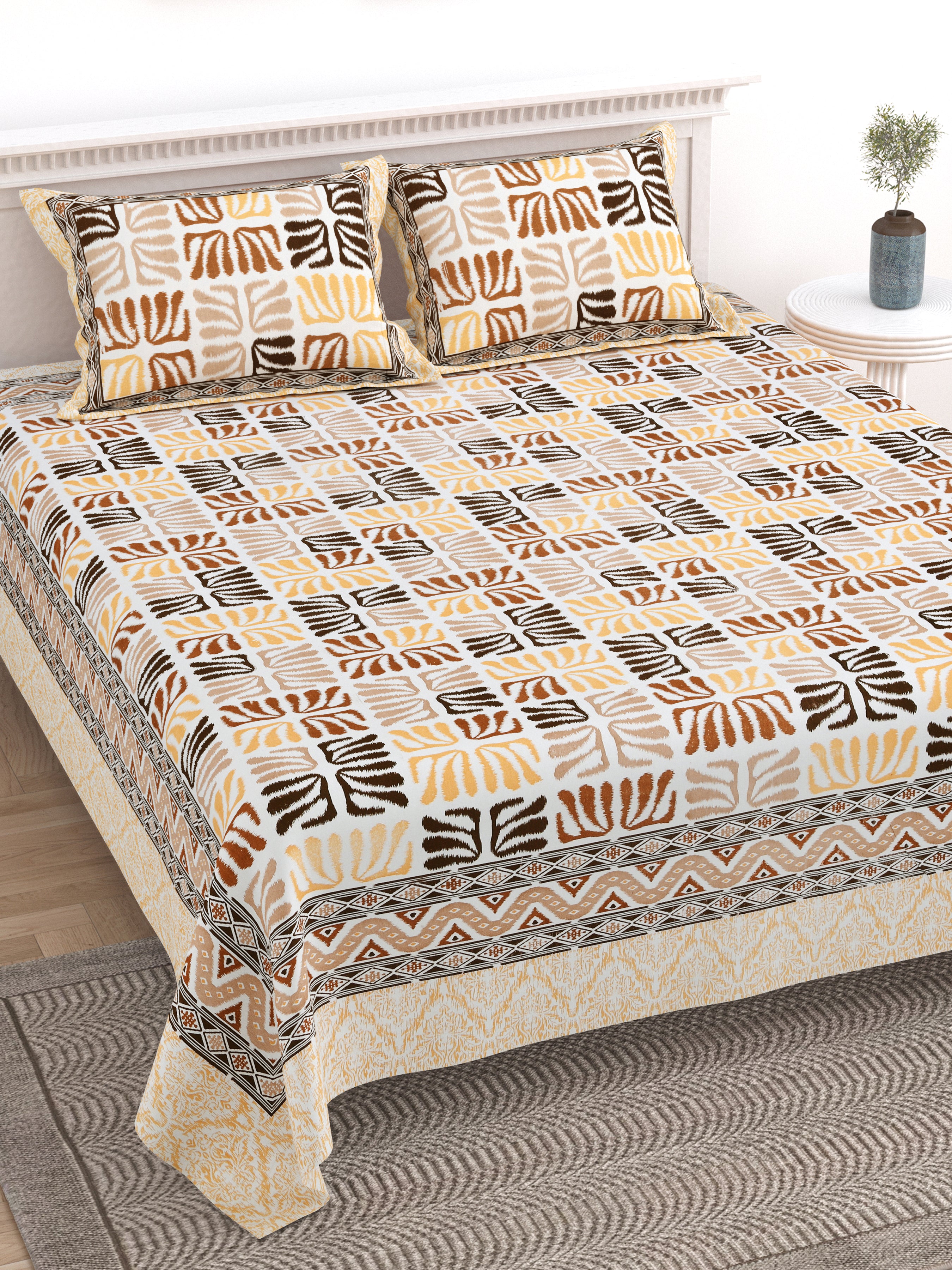 100% Cotton Traditional Floral Printed Bedsheet Multicolor ( Size 100 X 108 )