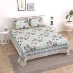 100% Cotton Traditional Floral Printed Bedsheet Multicolor ( Size 100 X 108 )