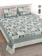 100% Cotton Traditional Floral Printed Bedsheet Multicolor ( Size 100 X 108 )