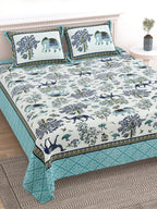 100% Cotton Traditional Floral Printed Bedsheet Multicolor ( Size 100 X 108 )