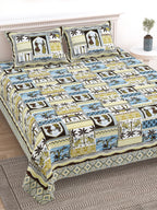 100% Cotton Traditional Floral Printed Bedsheet Multicolor ( Size 100 X 108 )