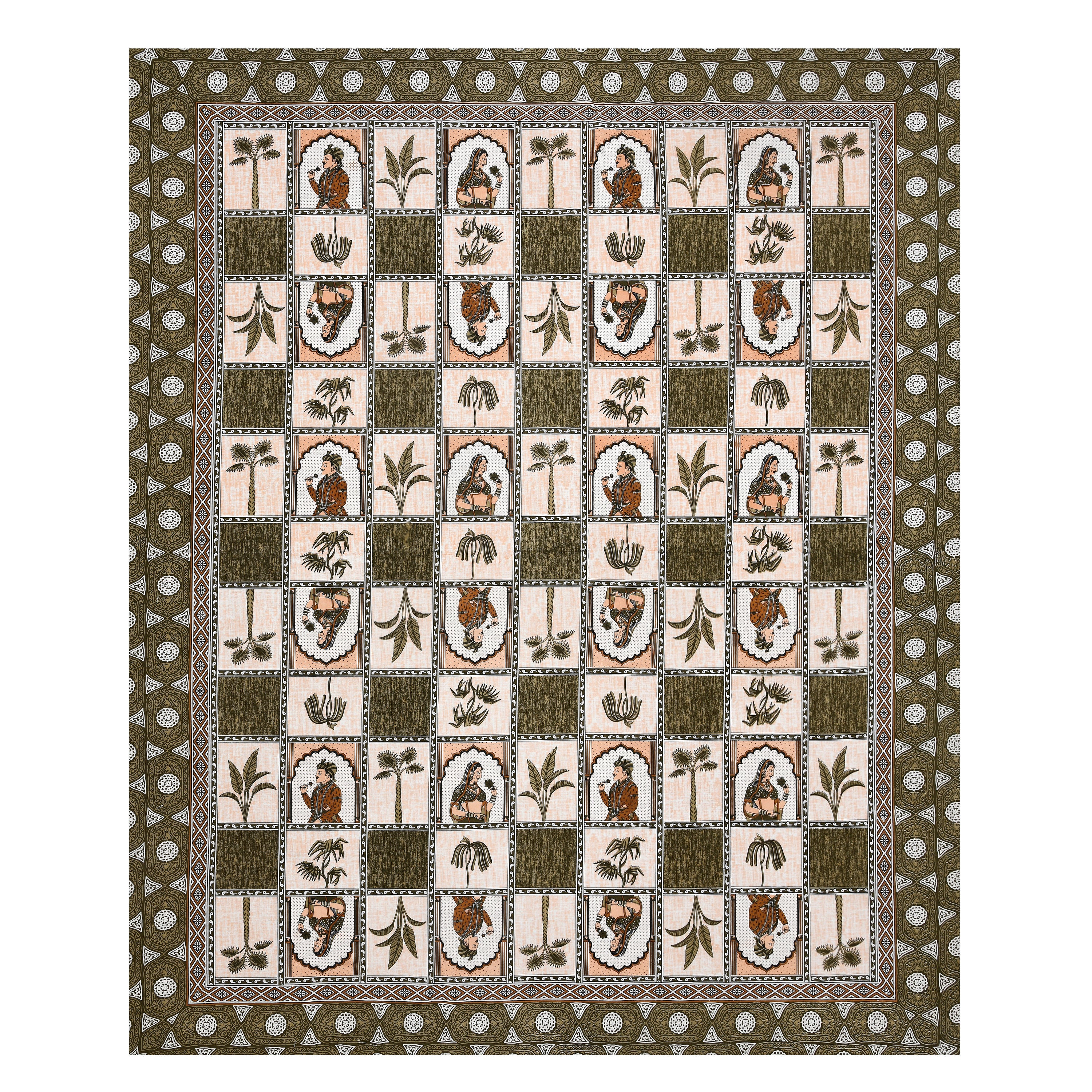 100% Cotton Traditional Floral Printed Bedsheet Multicolor ( Size 100 X 108 )