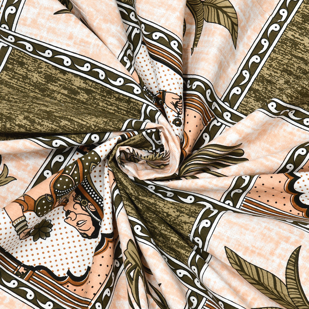 100% Cotton Traditional Floral Printed Bedsheet Multicolor ( Size 100 X 108 )