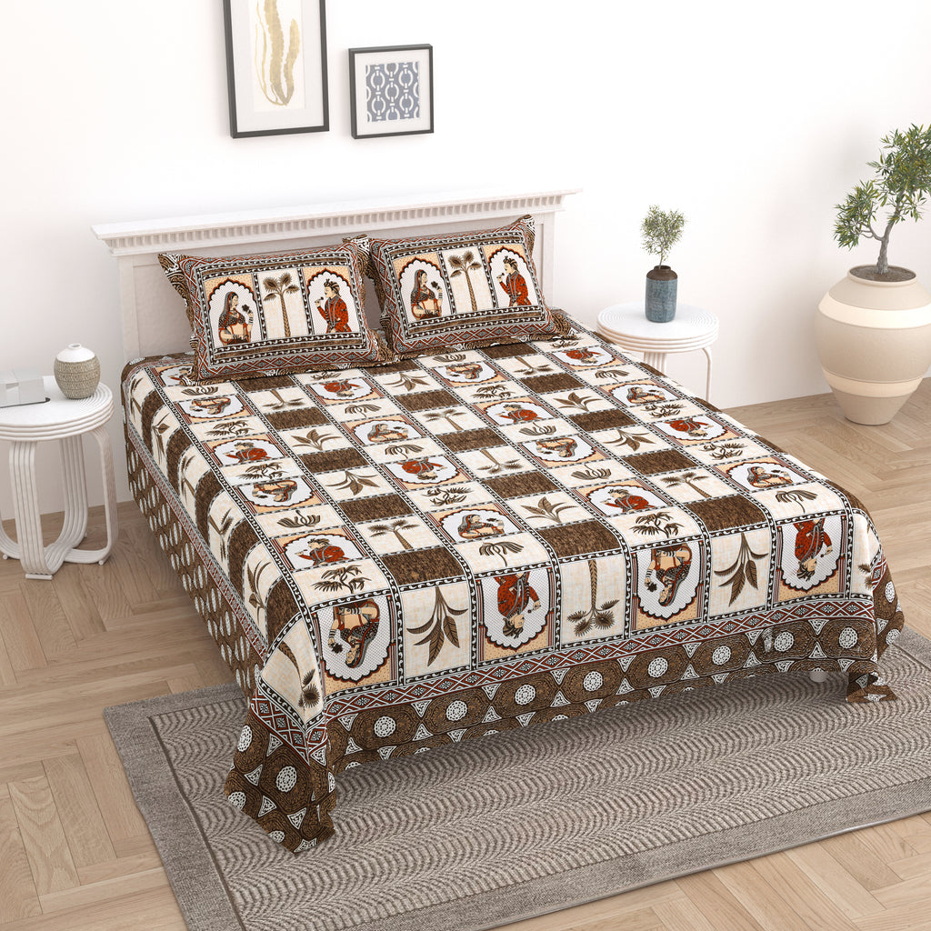 100% Cotton Traditional Floral Printed Bedsheet Multicolor ( Size 100 X 108 )