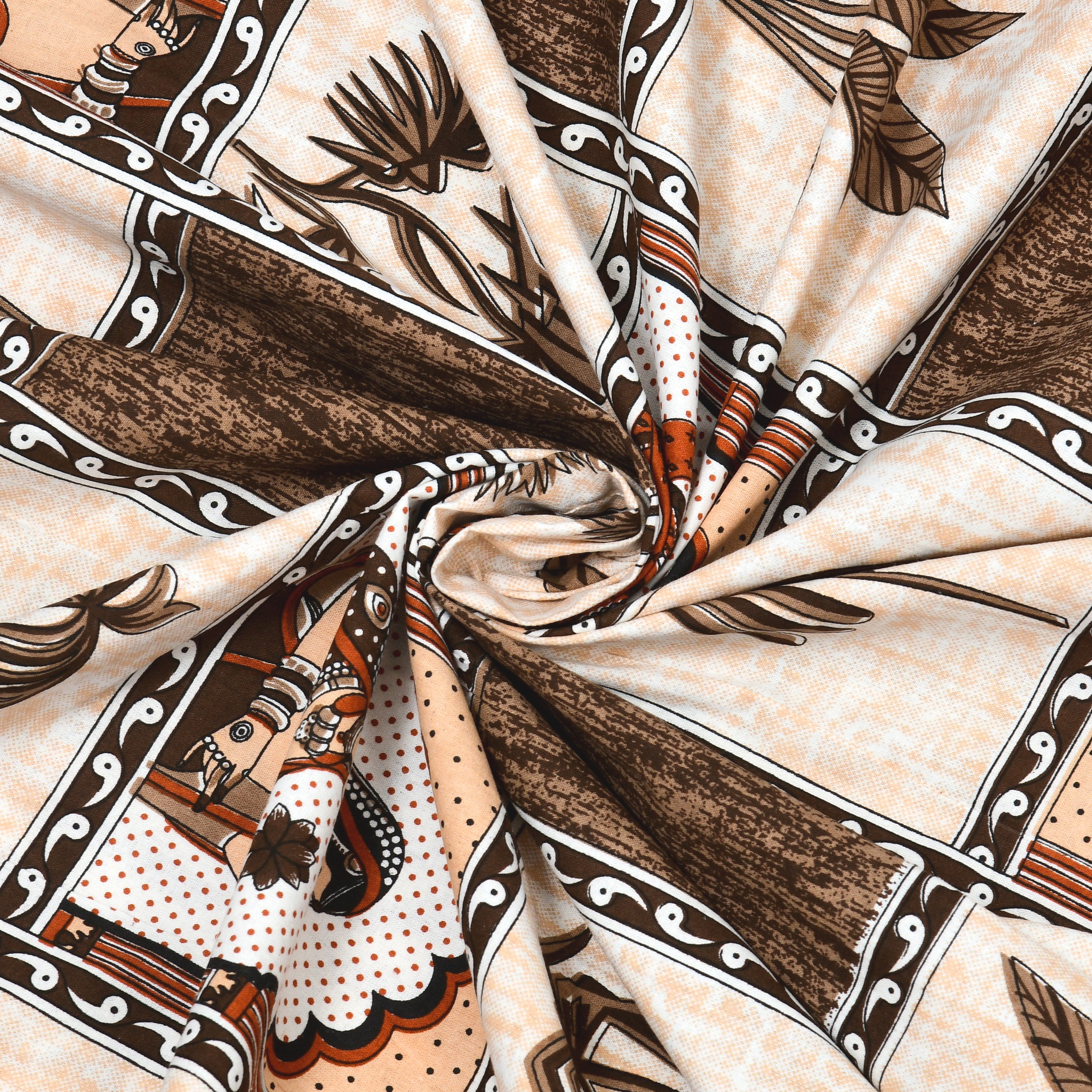 100% Cotton Traditional Floral Printed Bedsheet Multicolor ( Size 100 X 108 )