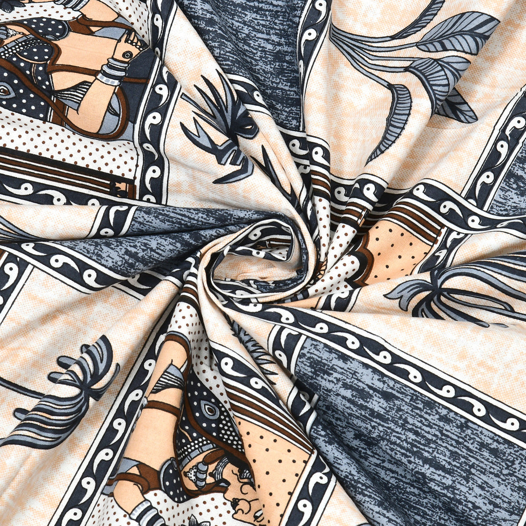 100% Cotton Traditional Floral Printed Bedsheet Multicolor ( Size 100 X 108 )