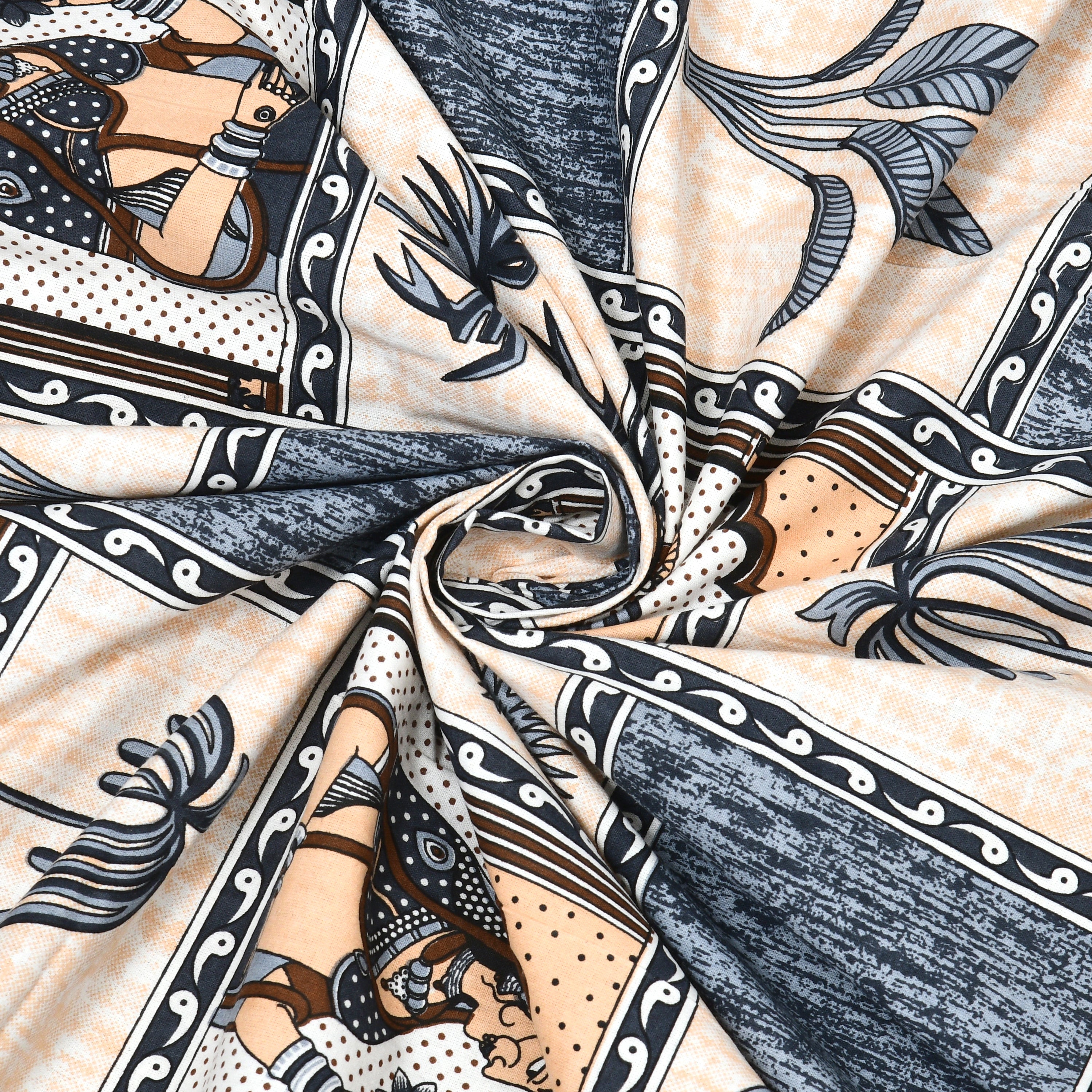 100% Cotton Traditional Floral Printed Bedsheet Multicolor ( Size 100 X 108 )