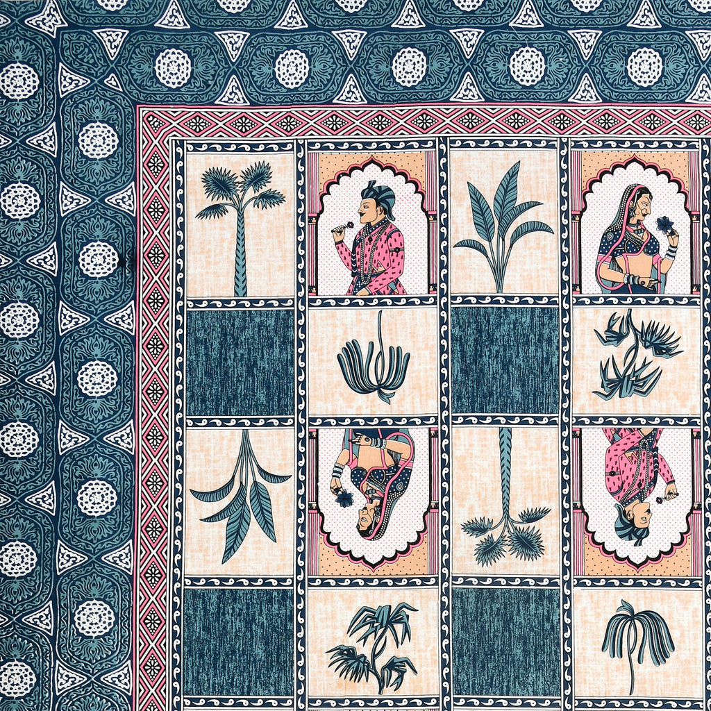 100% Cotton Traditional Floral Printed Bedsheet Multicolor ( Size 100 X 108 )