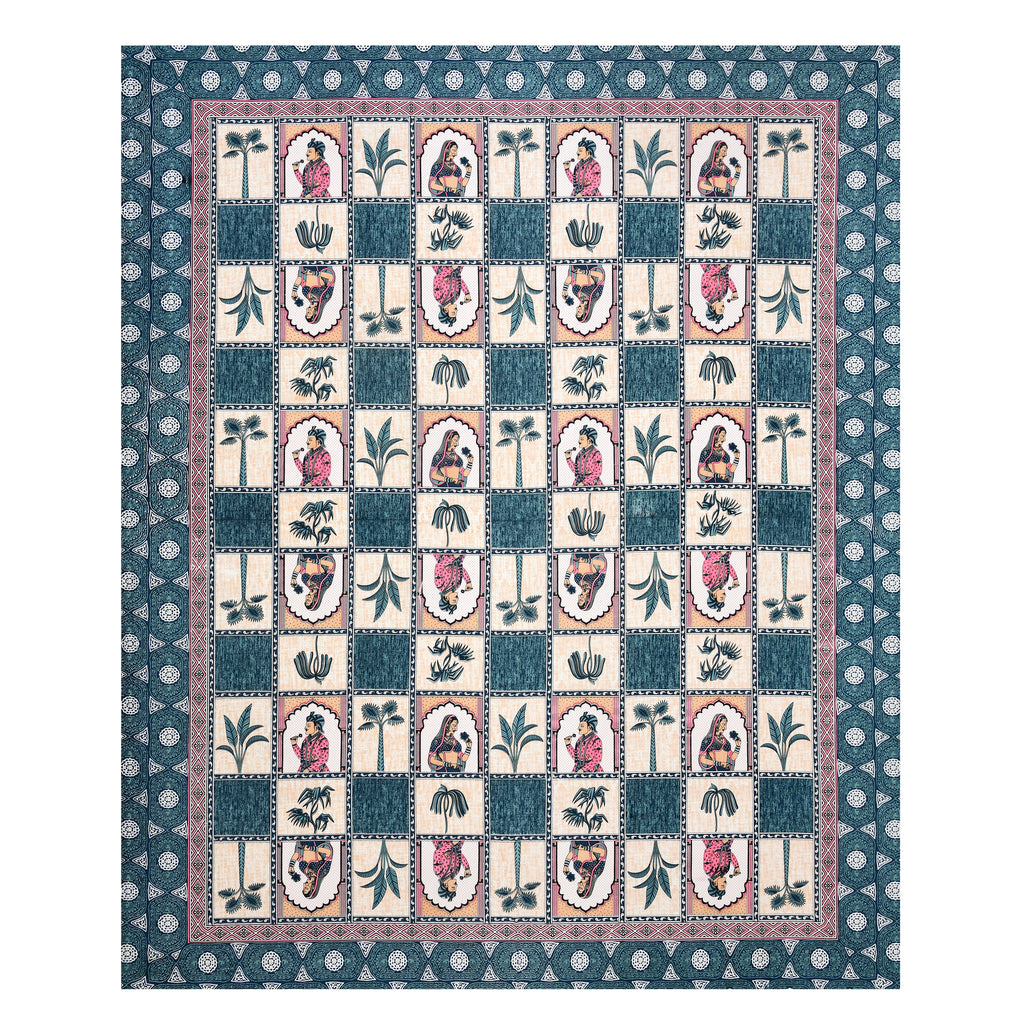 100% Cotton Traditional Floral Printed Bedsheet Multicolor ( Size 100 X 108 )