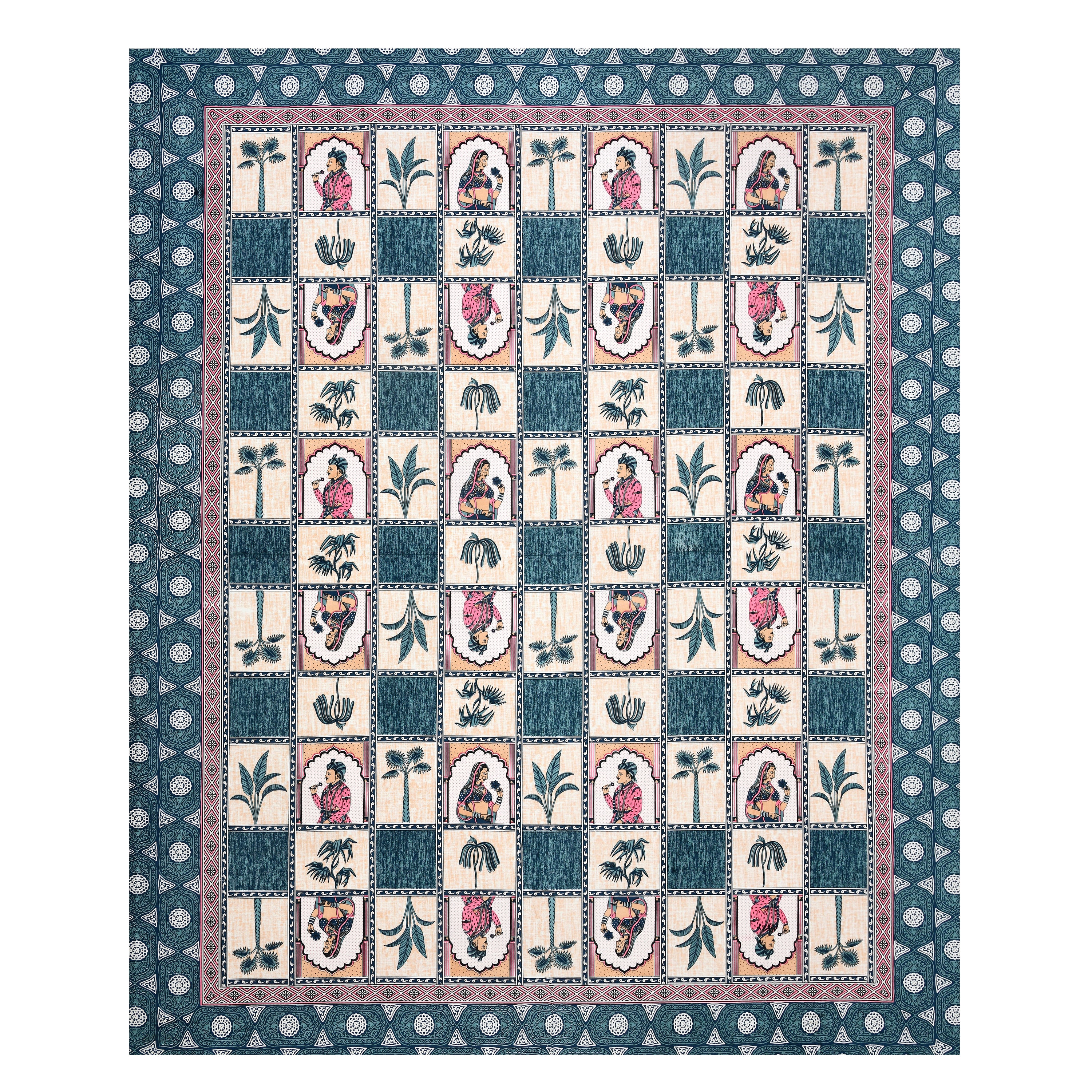 100% Cotton Traditional Floral Printed Bedsheet Multicolor ( Size 100 X 108 )