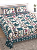 100% Cotton Traditional Floral Printed Bedsheet Multicolor ( Size 100 X 108 )