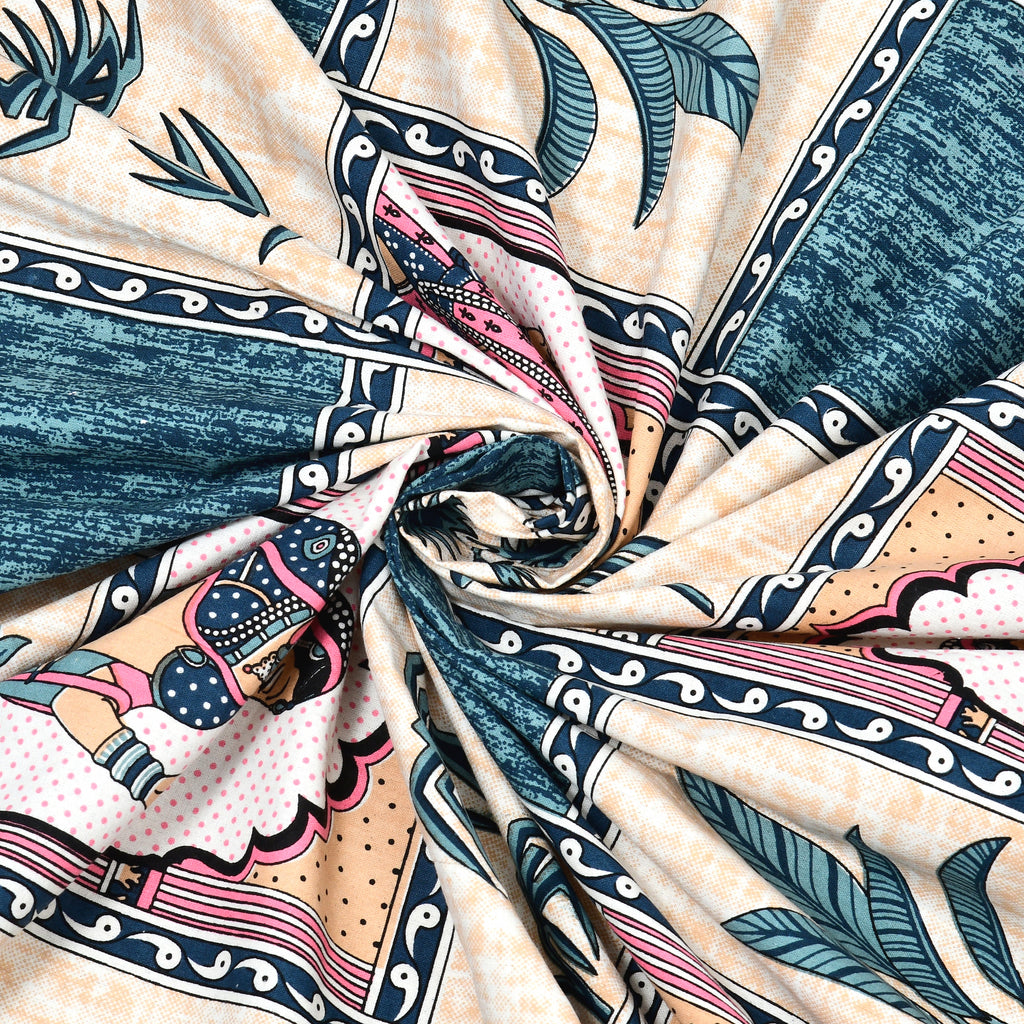 100% Cotton Traditional Floral Printed Bedsheet Multicolor ( Size 100 X 108 )