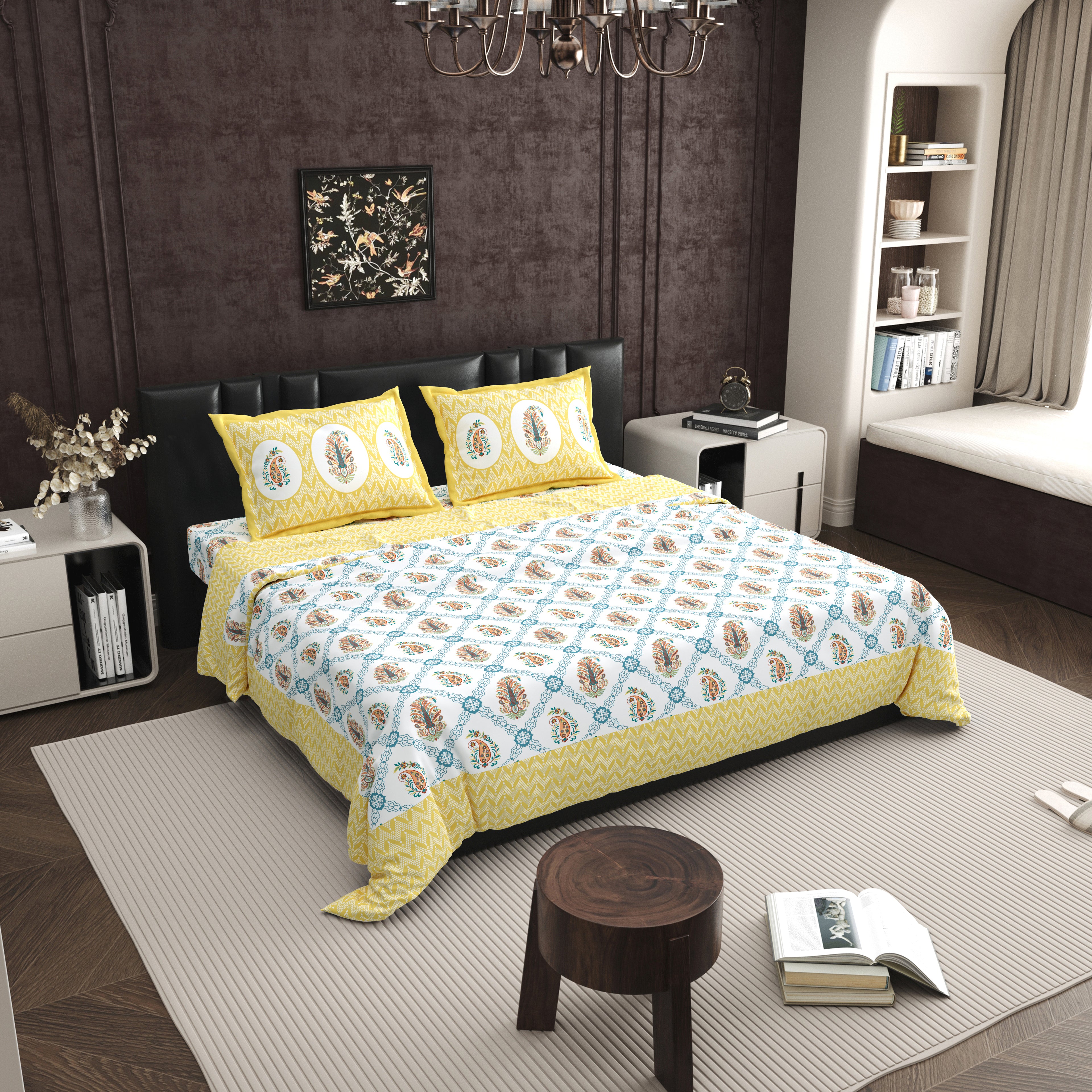 100% PREMIUM COTTON TRADITIONAL HAND MADE BEDSHEET MULTICOLOR ( SIZE 108 X 108 )