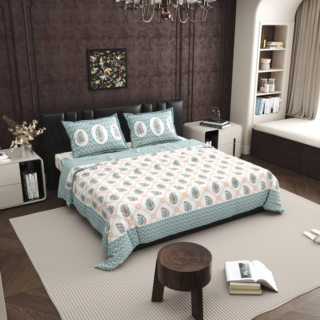 100% PREMIUM COTTON TRADITIONAL HAND MADE BEDSHEET MULTICOLOR ( SIZE 108 X 108 )